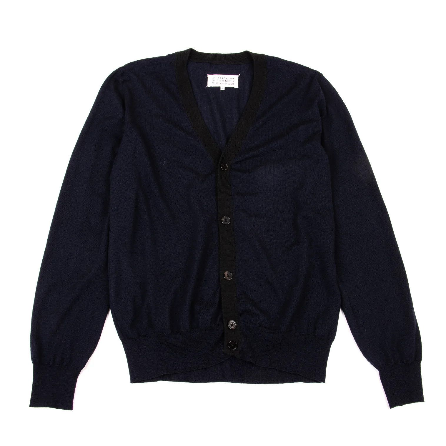 Maison Margiela Wool Cotton Knit Cardigan in Navy, Size XL Size US XL / EU 56 / 4 - 1 Thumbnail