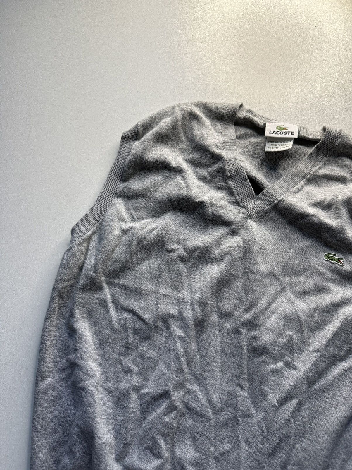Lacoste × Vintage LACOSTE GREY COTTON SWEATER VEST Size US M / EU 48-50 / 2 - 5 Thumbnail