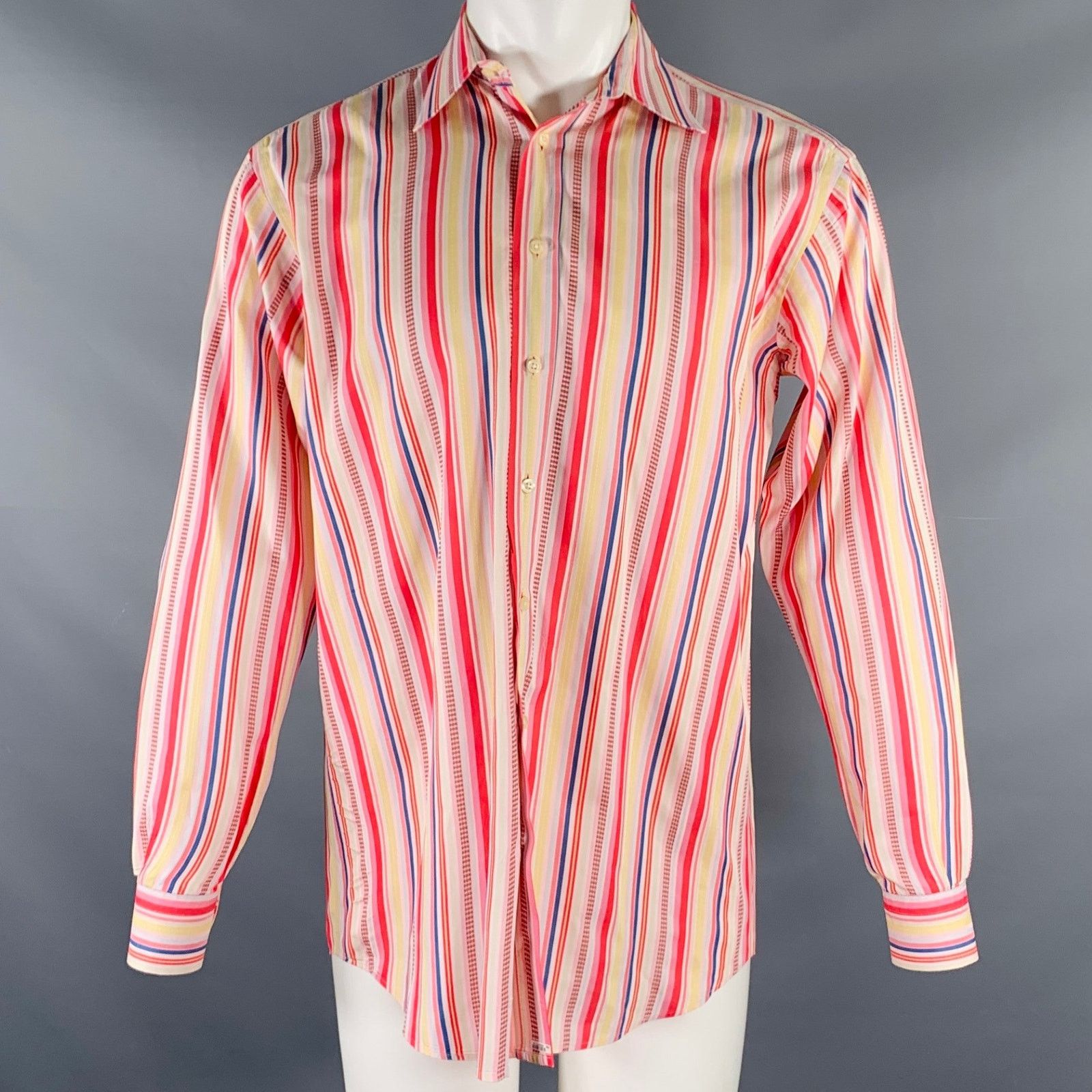 Etro Size S Multi Color Stripe Cotton Button Up Long Sleeve Shirt Size US S / EU 44-46 / 1 - 1 Thumbnail