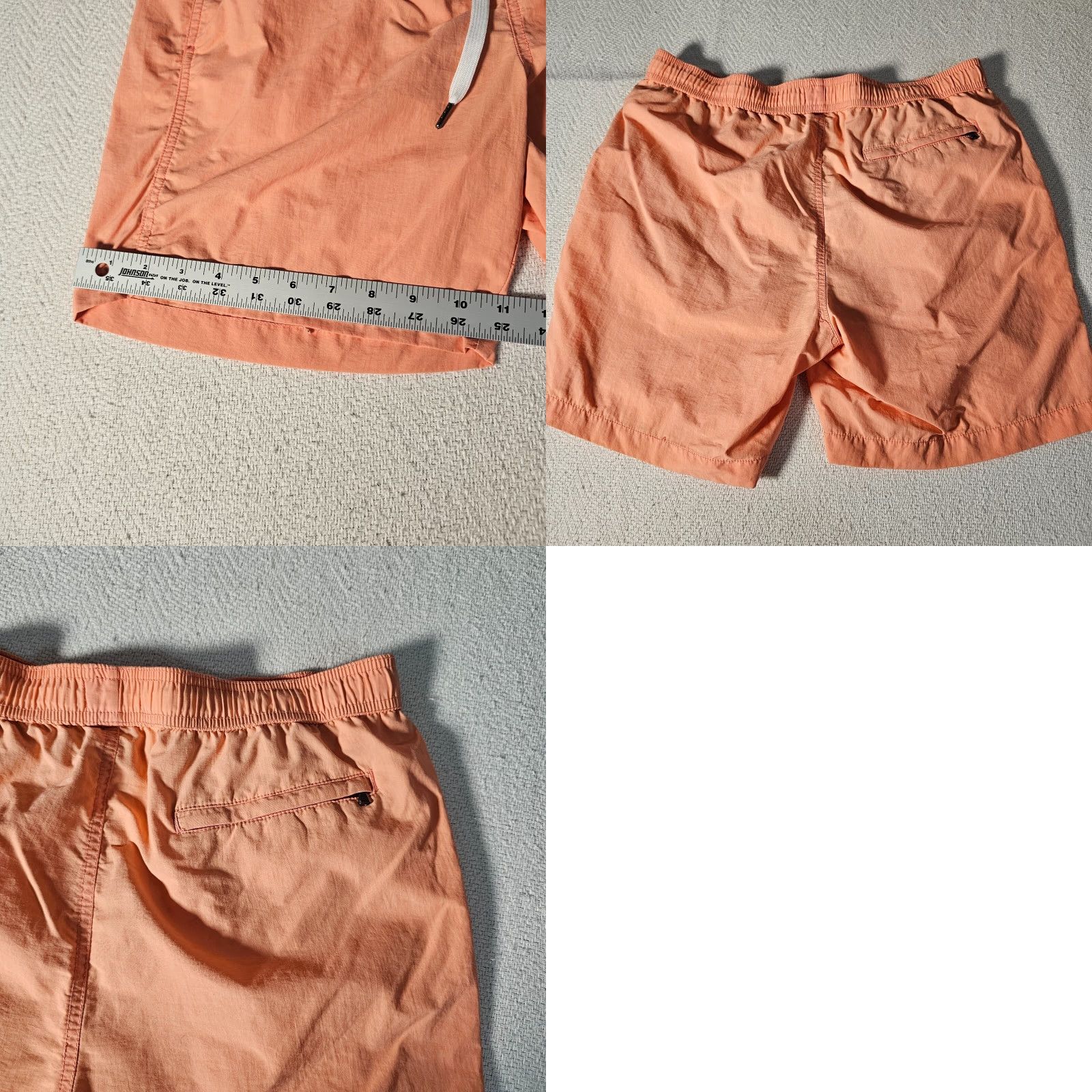 Onia Onia Board Shorts Men L Orange Nylon Solid Beach Casual Drawstring Elastic Waist Mens Size US 33 - 8 Thumbnail