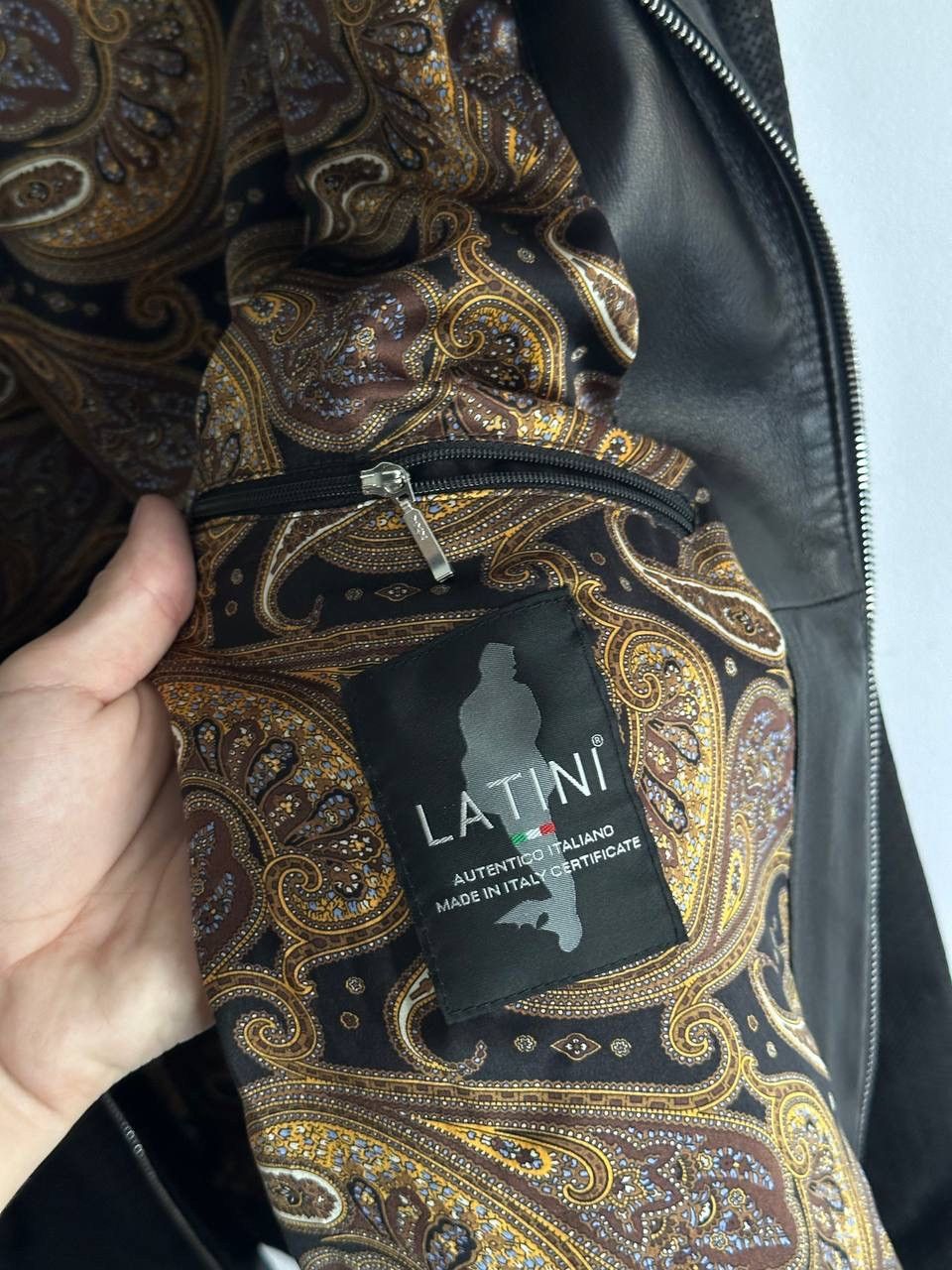 Other Latini Luxury Black Leather Jacket Paisley Silk Lining Size US XL / EU 56 / 4 - 13 Thumbnail