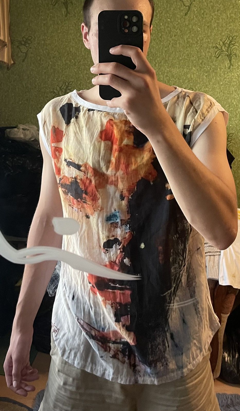 Designer PROvocation bloody face avant garde silk+cotton tank top Size US L / EU 52-54 / 3 - 2 Thumbnail