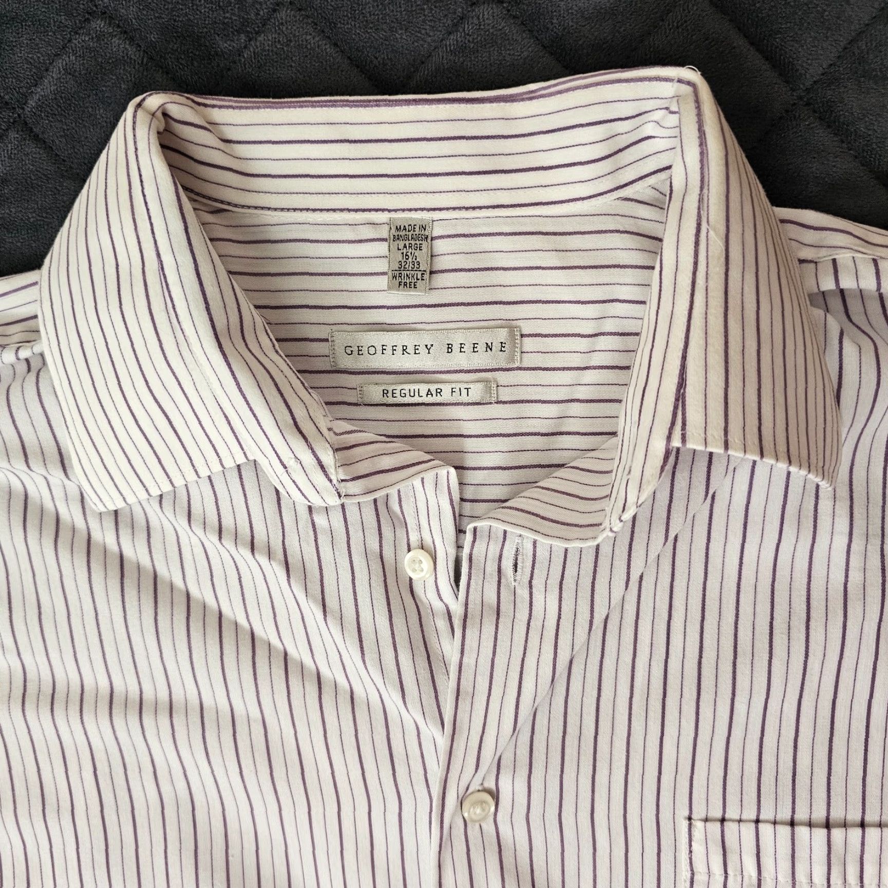 Geoffrey Beene Geoffrey Beene Shirt Button-Up 16.5 32/33 Men's Long Sleeve Cotton White Stripe Size US XL / EU 56 / 4 - 2 Thumbnail