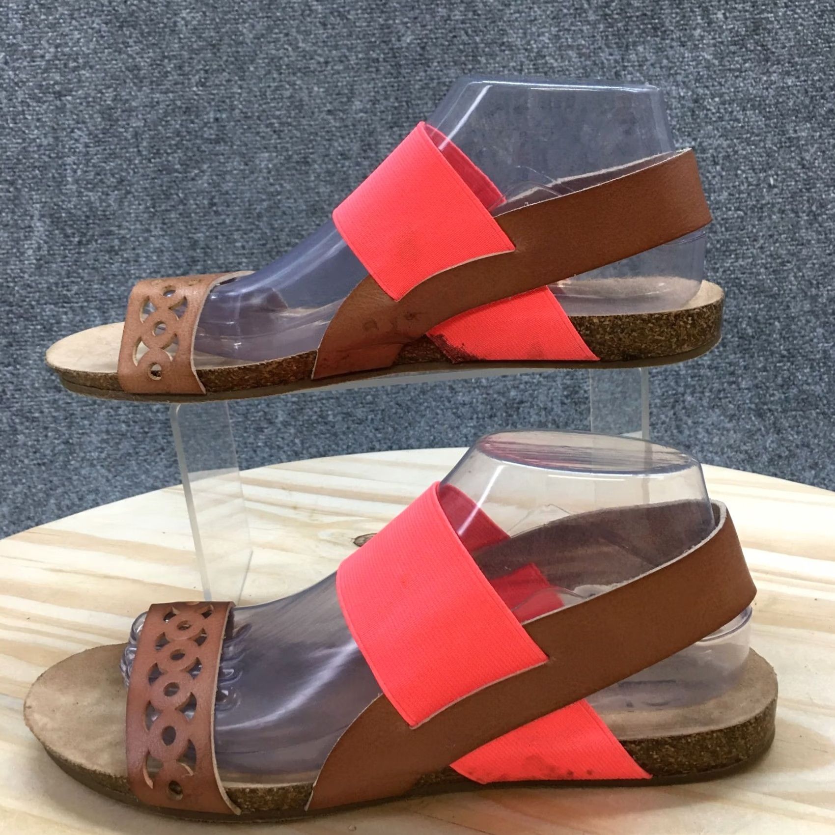 Pinko Slingback Strappy Sandals Womens 9 M Lara Flats Brown Pink Faux Leather Open Toe Size US 9 / IT 39 - 2 Thumbnail