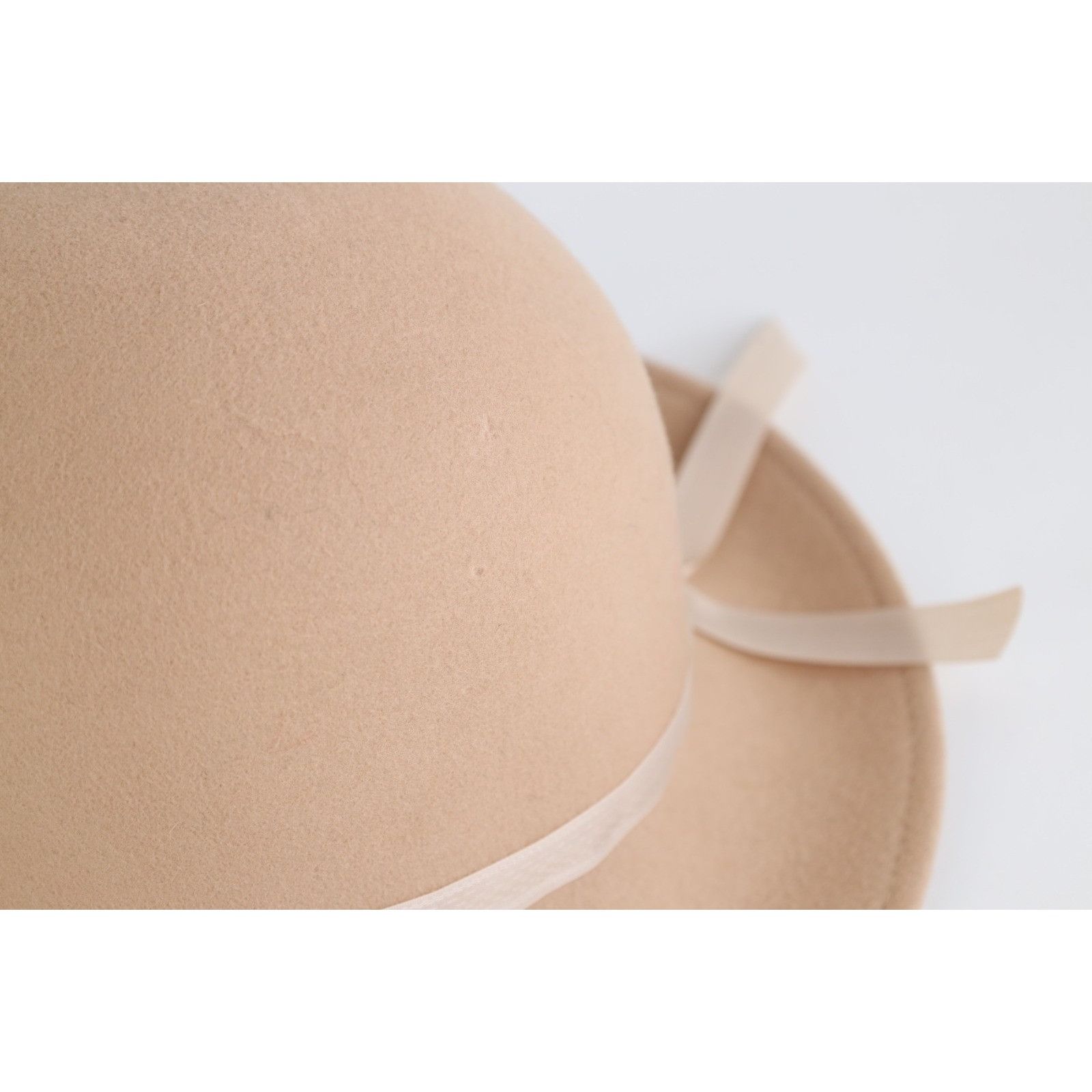 Vintage Vintage 60s Rockabilly Ribbon Peachfelt Wool Felt Cloche Hat Size ONE SIZE - 6 Thumbnail