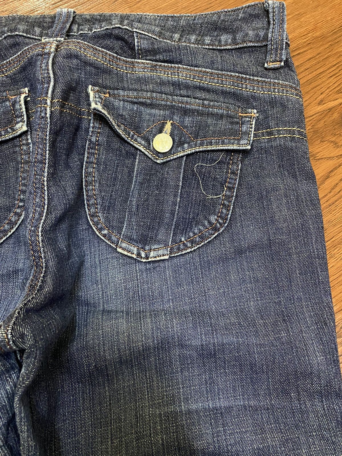 Japanese Brand Vintage Japanese Brands Blue Wash Distressed Flare Jeans Size US 31 - 8 Thumbnail