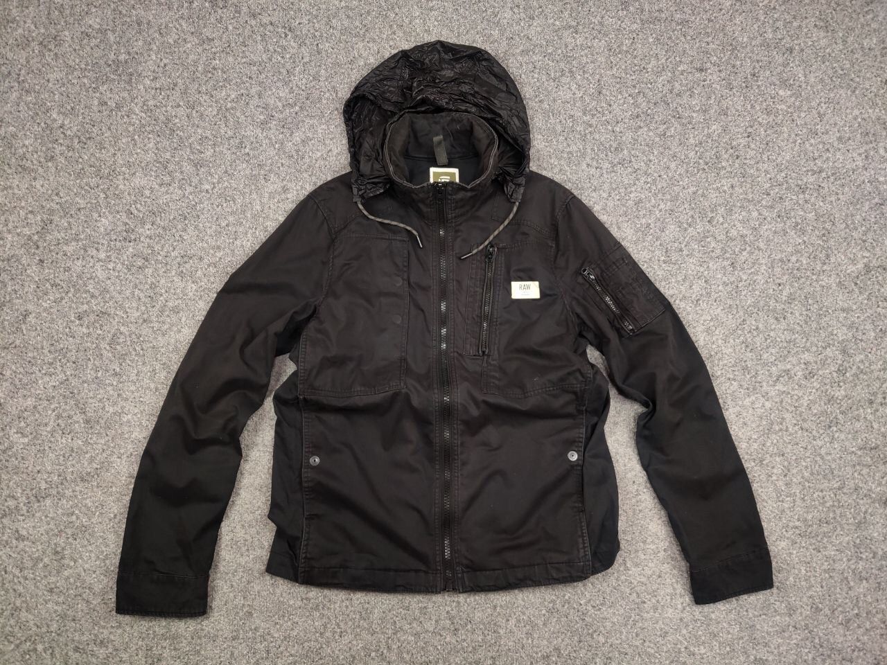 G-Star G Star Raw Powel Overshirt Black Pocket Zip Hooded Jacket Size US L / EU 52-54 / 3 - 13 Thumbnail