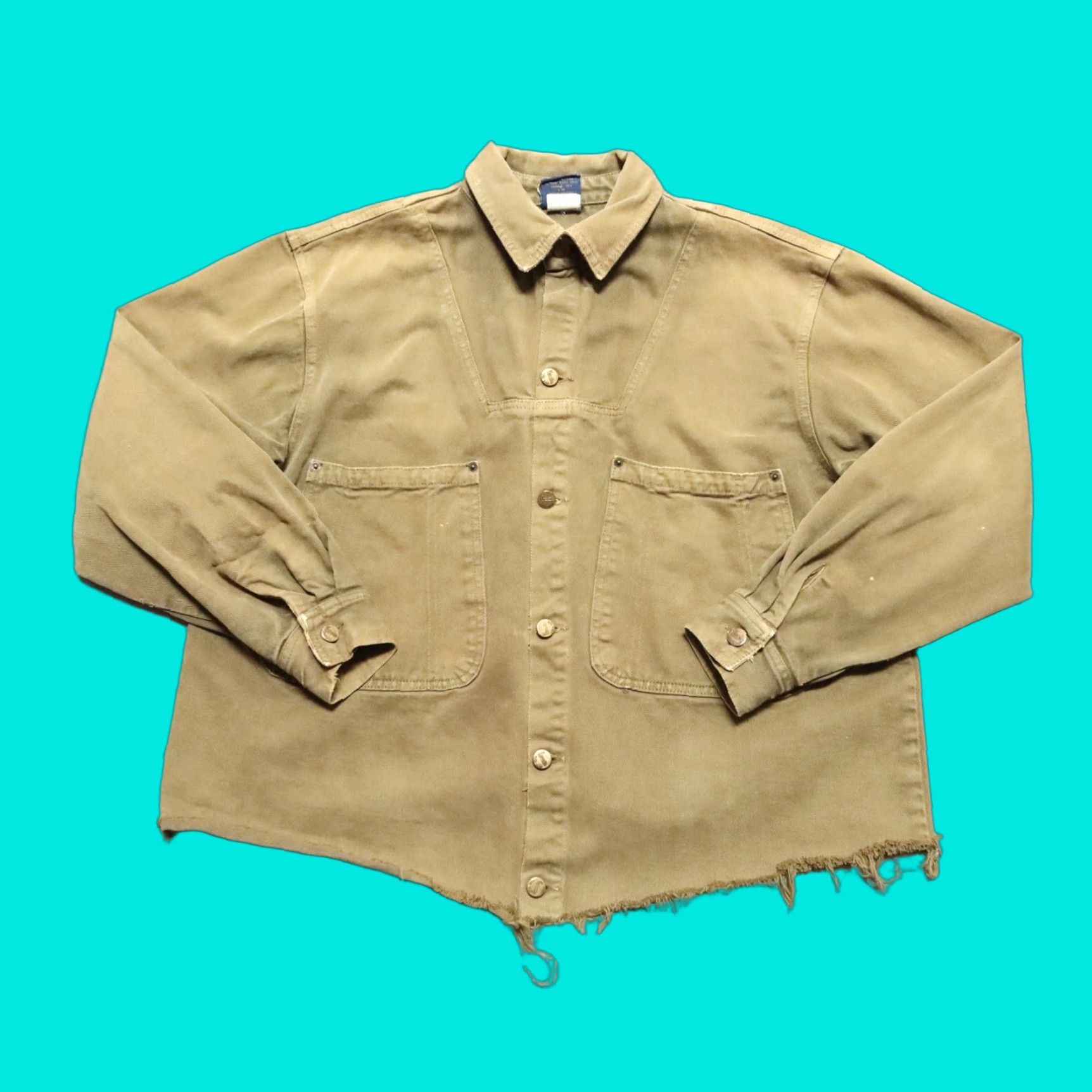 Karl Kani VINTAGE Karl Kani Denim Trucker Jacket Mens M Green 90s Distressed Size US 31 - 1 Thumbnail