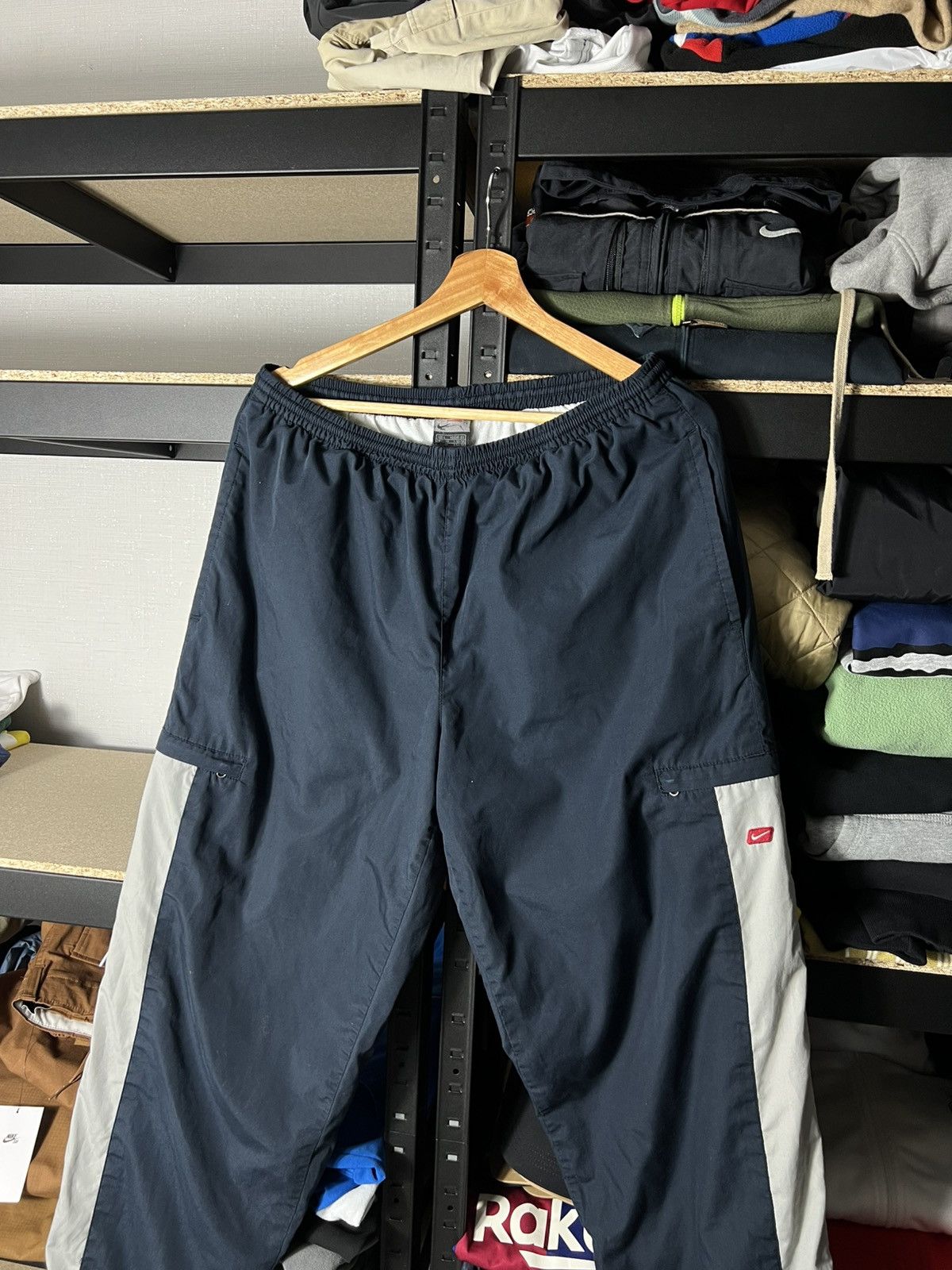 Nike 🔥 Nike Vintage Y2K Track Pants Wide Fit – Navy – Size L Size US 34 / EU 50 - 2 Thumbnail