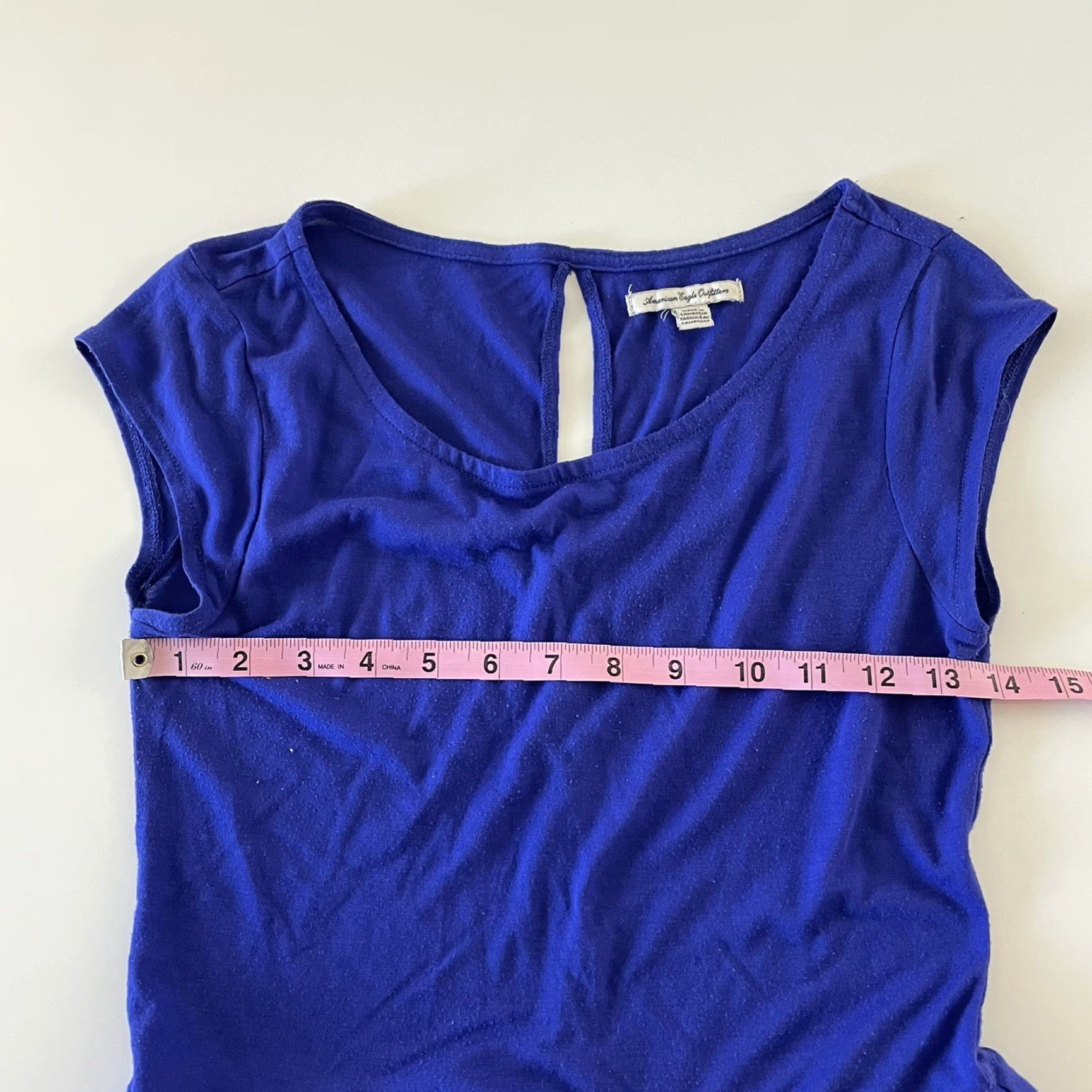 American Eagle Outfitters American Eagle Outfitters Shirt XS Womens Short Sleeve Purple Blue Super Soft Blouse Size XS / US 0-2 / IT 36-38 - 5 Thumbnail