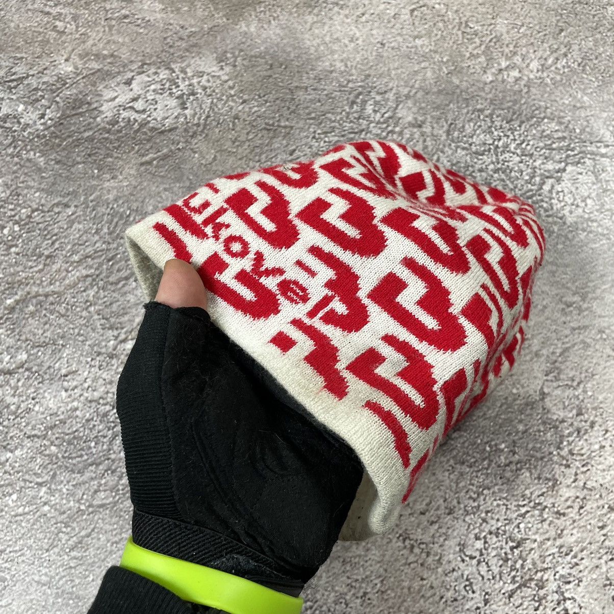Vintage Vintage 90s Love Hearts Beanie Skate Streetwear Red Slim OS Size ONE SIZE - 4 Thumbnail