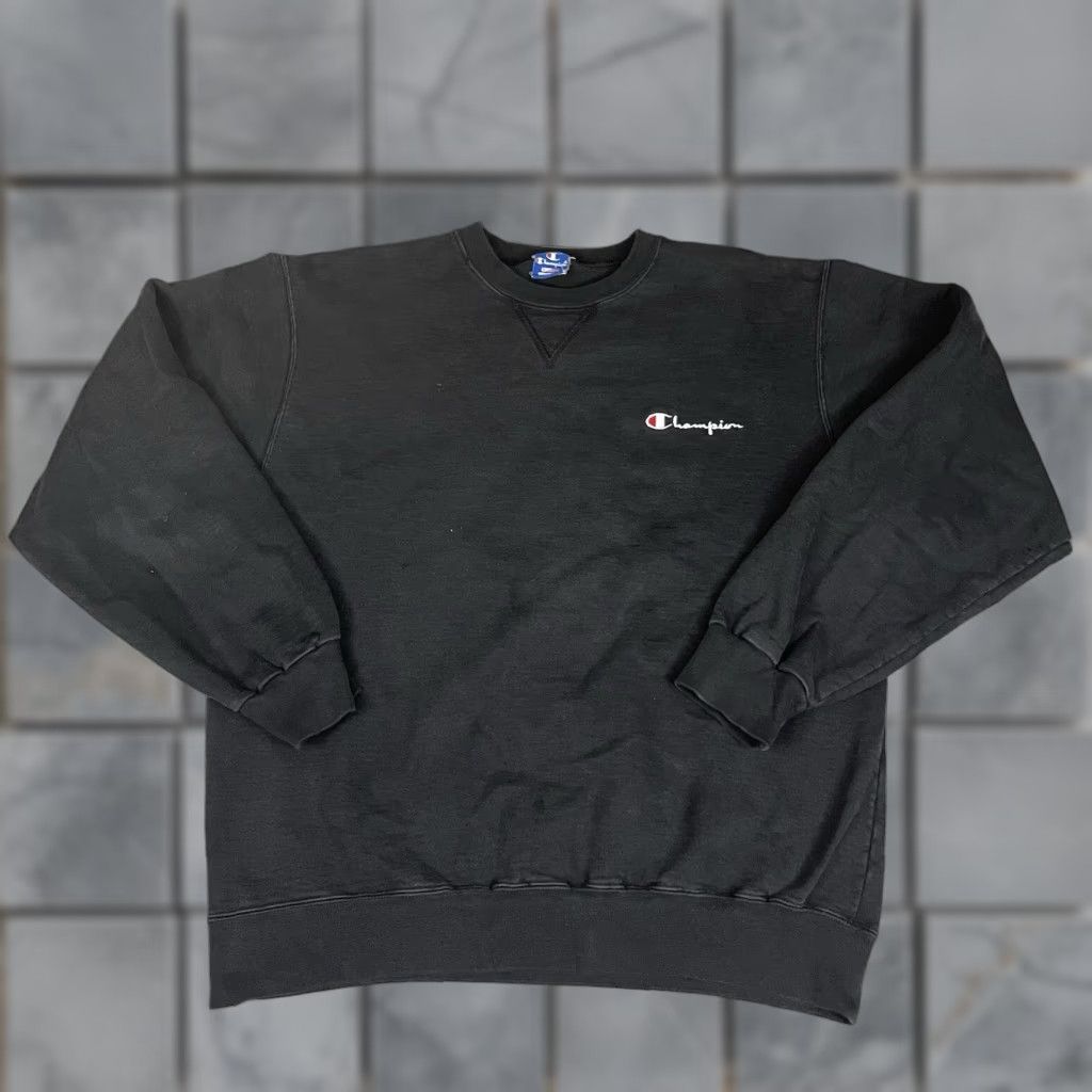 Champion VINTAGE Champion Sweatshirt Mens XL Black Embroidered Made USA 80s Spellout Logo Size US XL / EU 56 / 4 - 1 Thumbnail