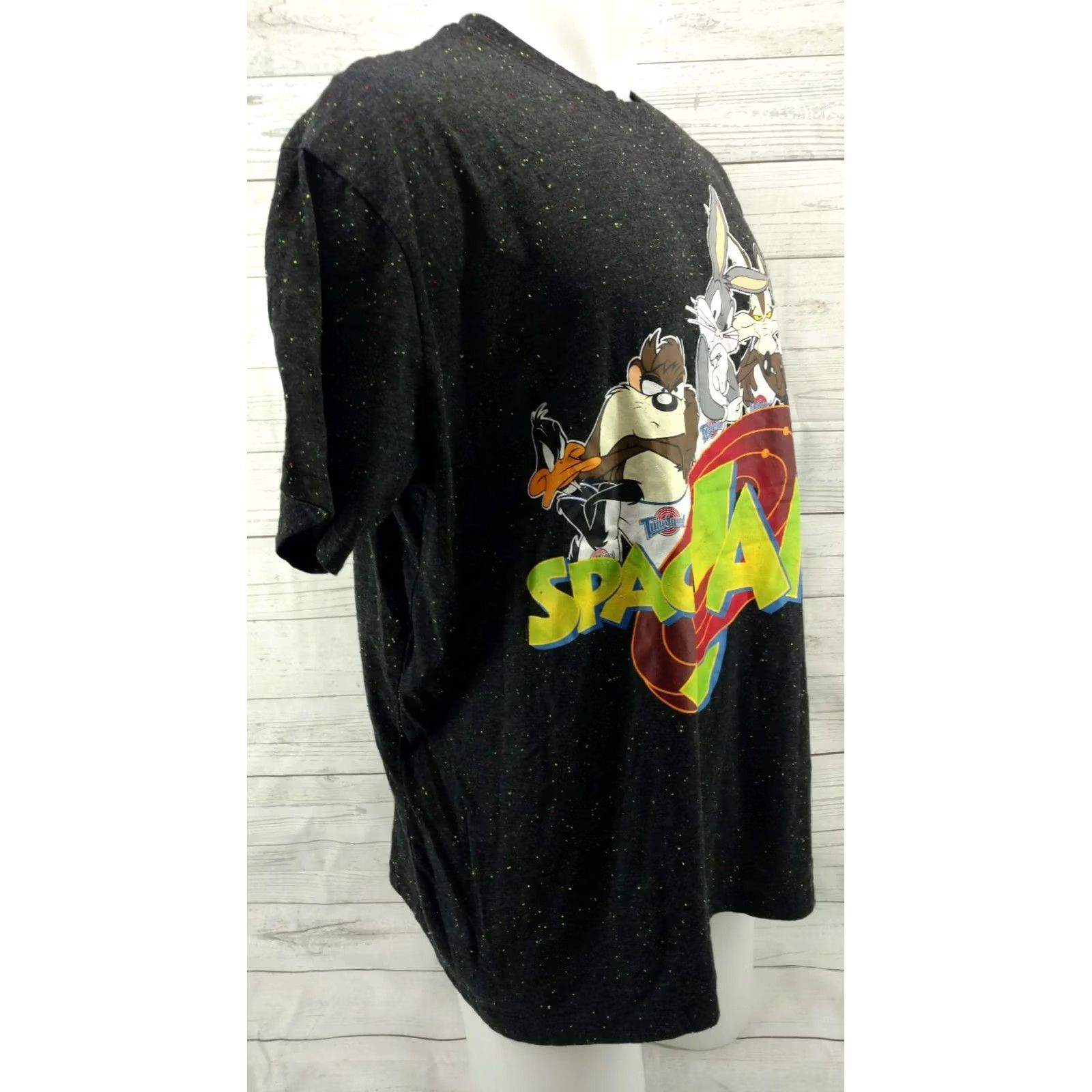 Vintage Space Jam Tune Squad Black Confetti Texture Shirt 3XL Mens Shirt Graphic Tee Space Jam Style 90s Concert theme Size US XXL / EU 58 / 5 - 5 Thumbnail