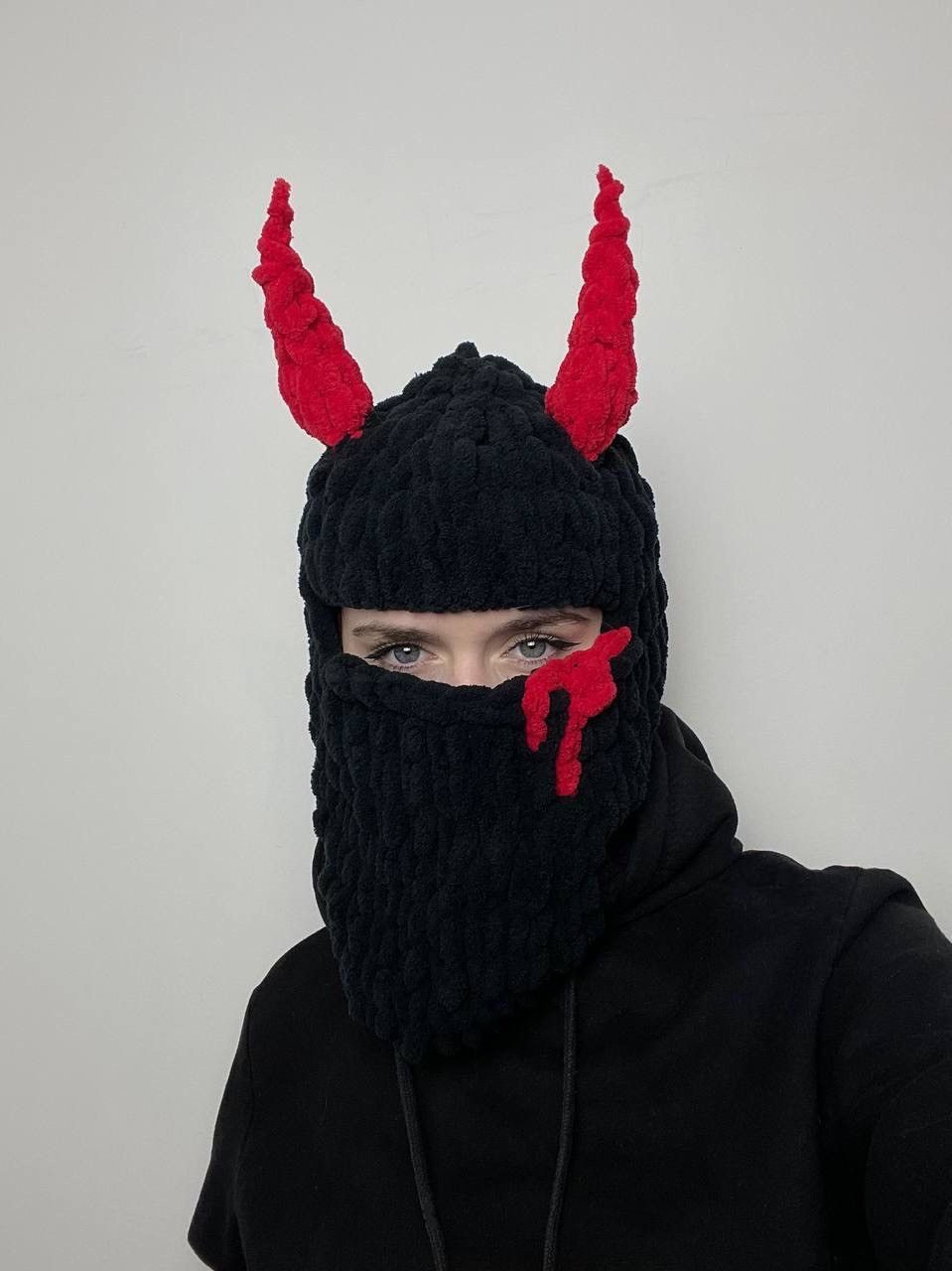 Handmade Handmade knitted balaclava devil style Size ONE SIZE - 3 Thumbnail