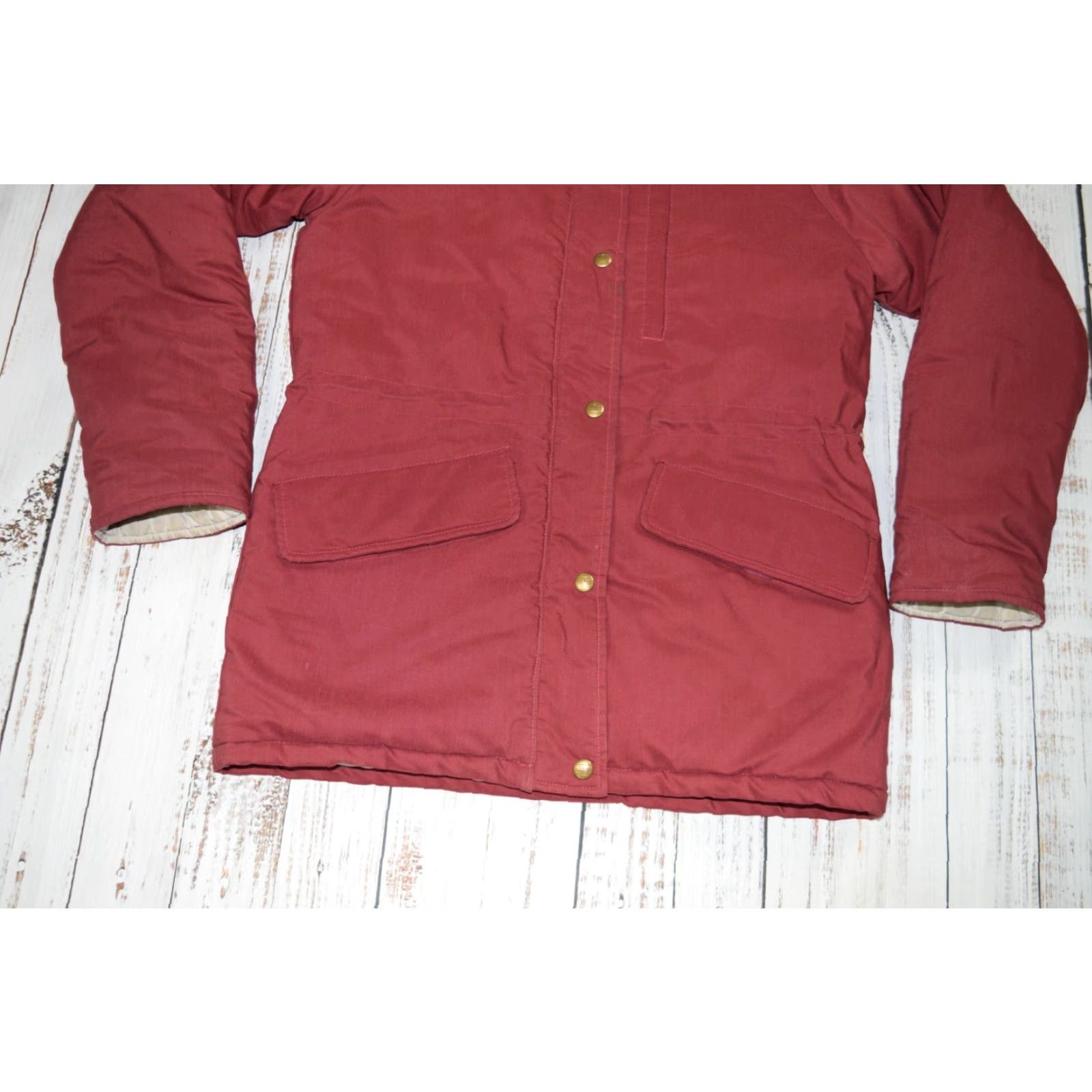 Vintage VINTAGE L.L. Bean MAROON RED NORTHWOODS LADIES PARKA JACKET Coat Parka Womens M Hiking 80s USA DACRON SNAPS Zipper Drawstring Size M / US 6-8 / IT 42-44 - 5 Thumbnail