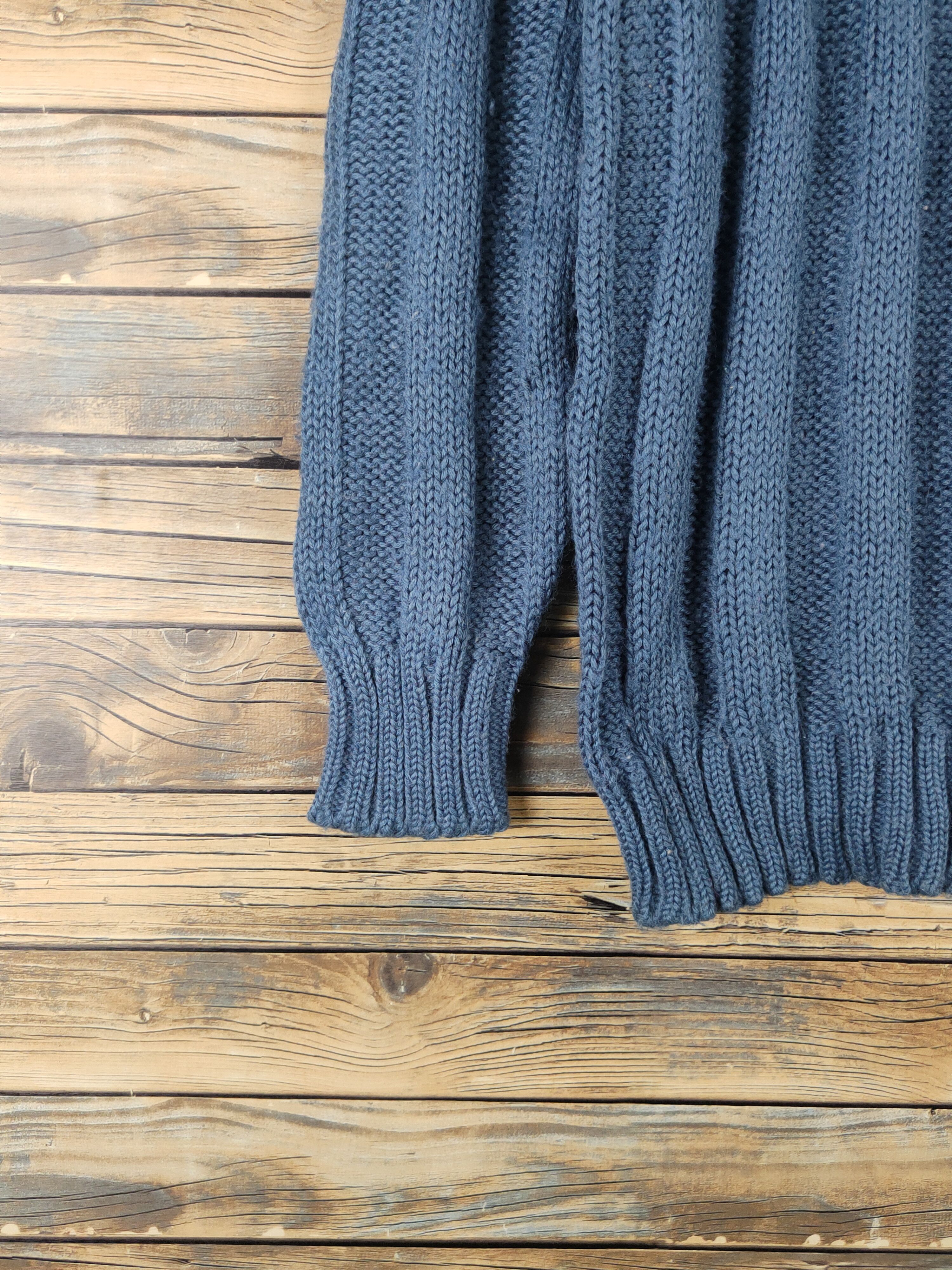 Aran Isles Knitwear Jolpa Dark Blue cable Knitwear Sweatshirts #W1639 Size US L / EU 52-54 / 3 - 4 Thumbnail
