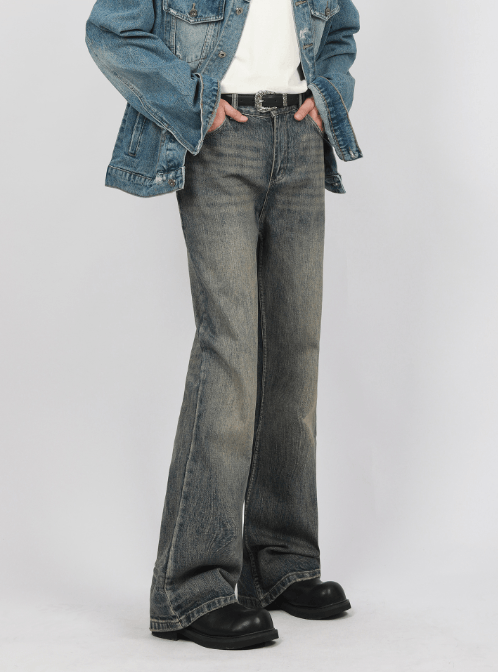 Japanese Brand × Jean Retro street cleanfit washed distressed flared jeans Size US 32 / EU 48 - 1 Thumbnail