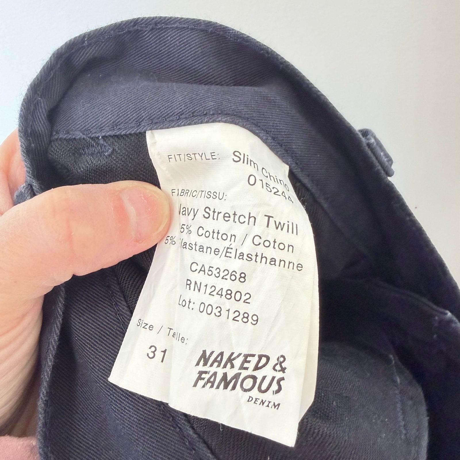 Naked & Famous Naked & Famous Slim Chino Flat Front Pants Sz 31x27 Size US 31 - 3 Thumbnail