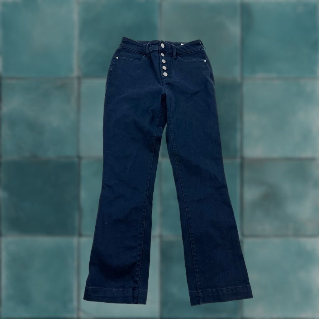 Gap Gap Jeans Women 0 Blue Cropped Flare Pockets High Rise Button Fly Stretch Dark Wash Denim Adults Womens Size 25" / US 0 / IT 36 - 1 Thumbnail