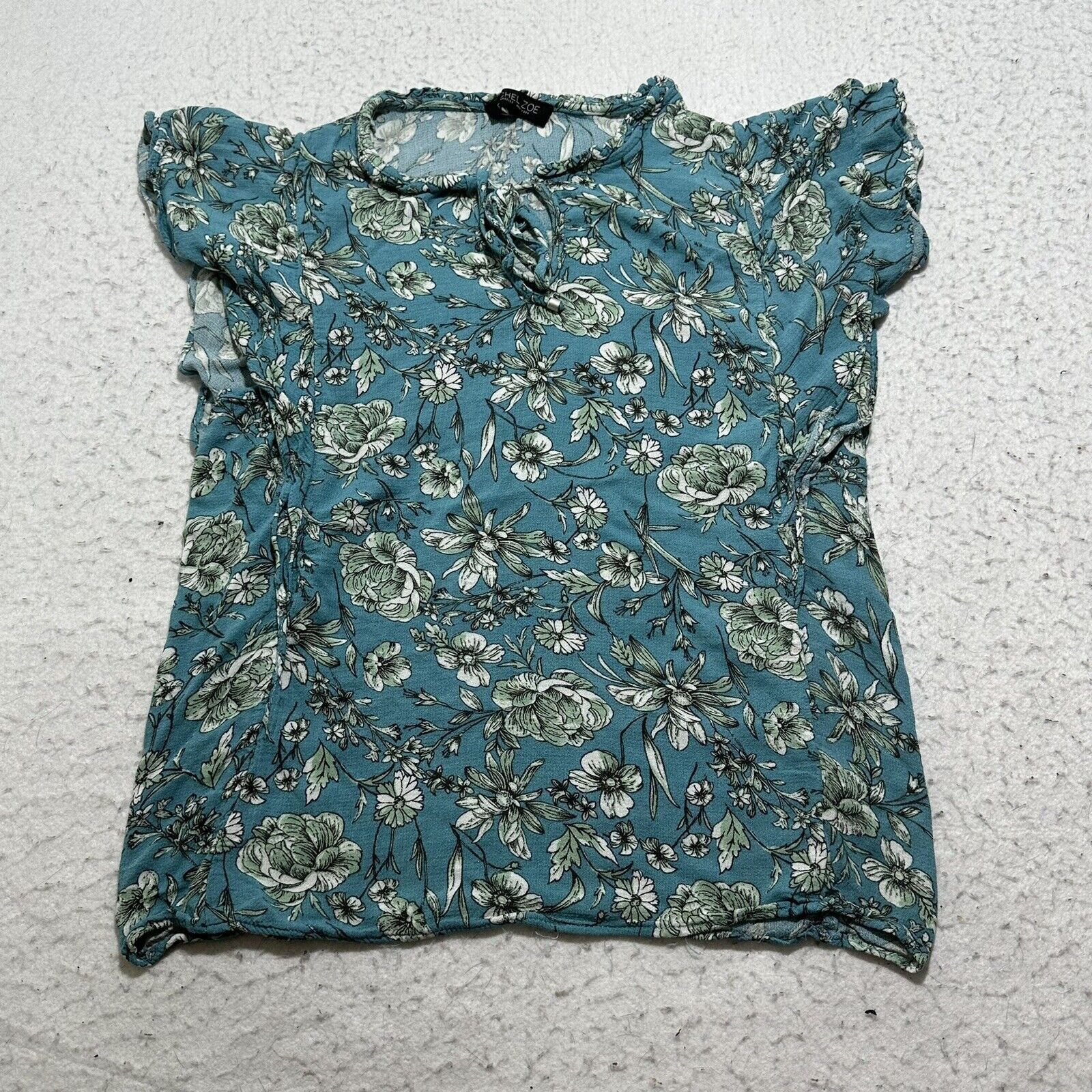 Rachel Zoe Rachel Zoe Medium Floral Teal Blue Ruffle Peasant Blouse Top Size M / US 6-8 / IT 42-44 - 1 Thumbnail