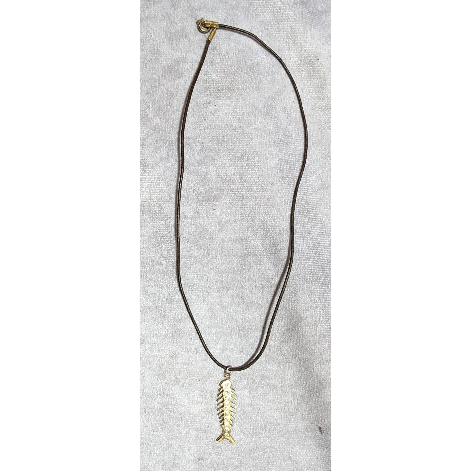 Other Glam Goth Fishbone Gold Sterling Pendant Necklace Size ONE SIZE - 10 Thumbnail