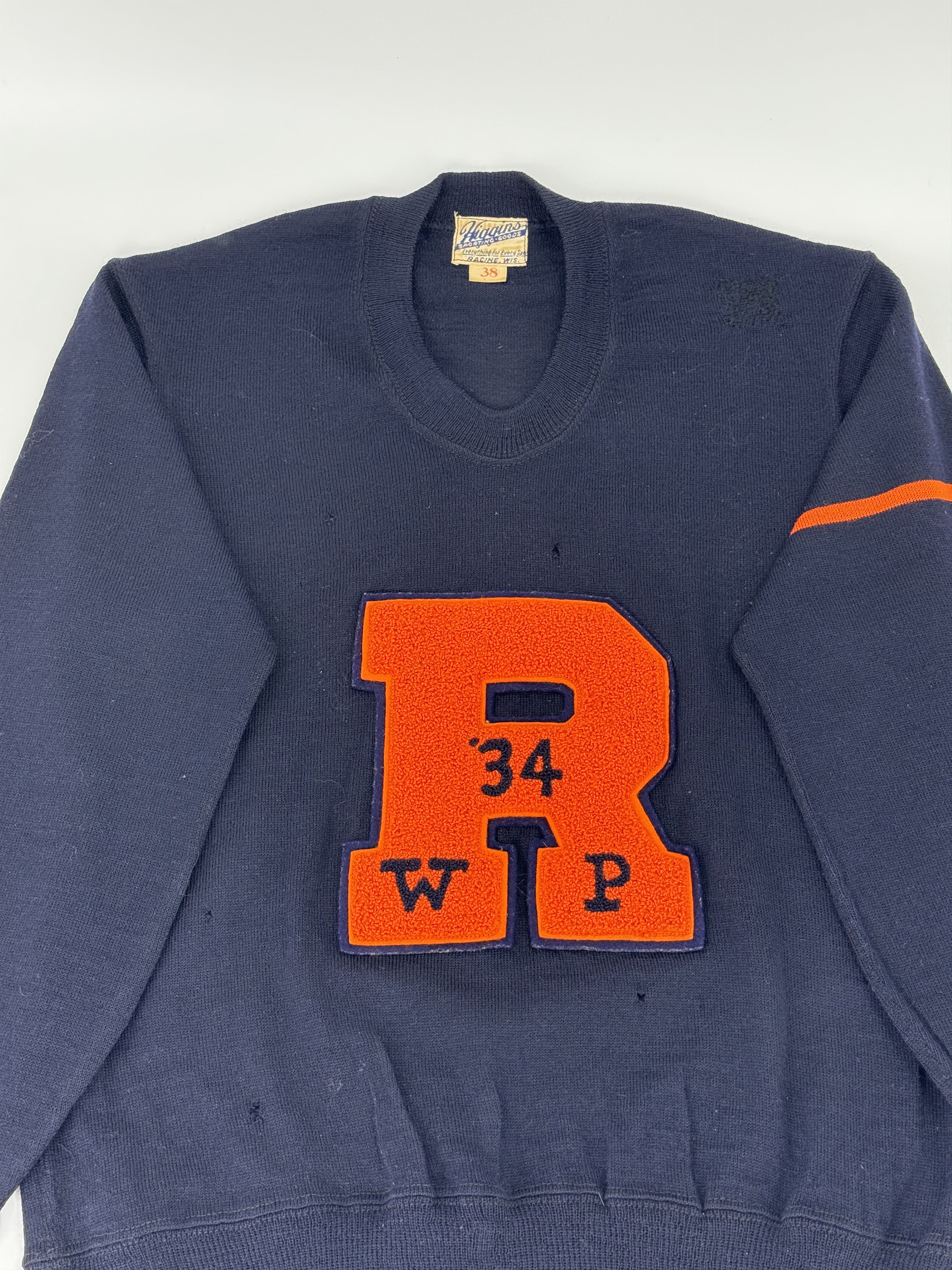 Vintage Vintage 1930s Navy Blue Wool Knit Varsity Sweater 38 Size US XS / EU 42 / 0 - 2 Thumbnail