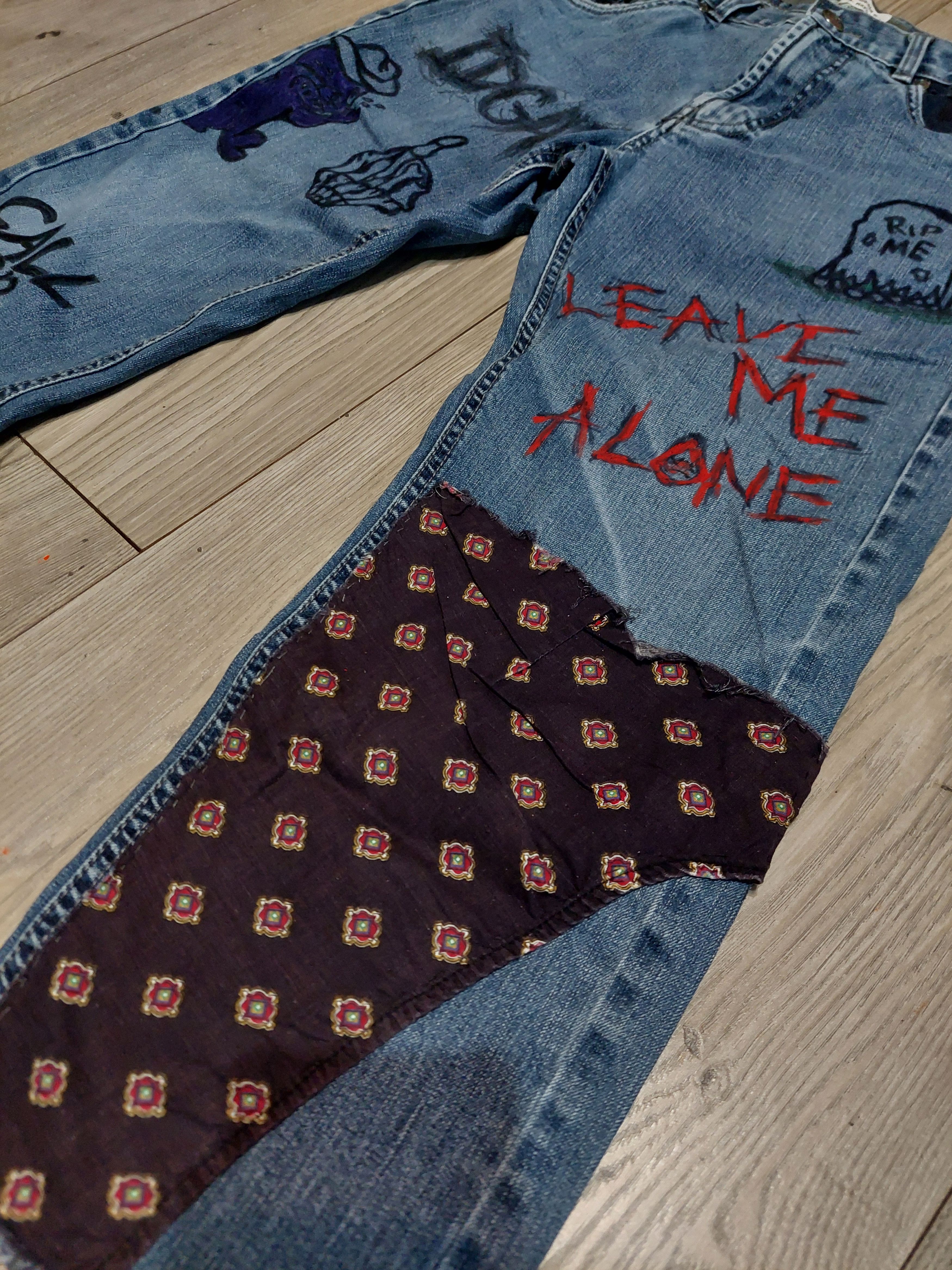 Other custommade jeans baggy lil peep y2k grunge vintage Size US 30 / EU 46 - 2 Thumbnail