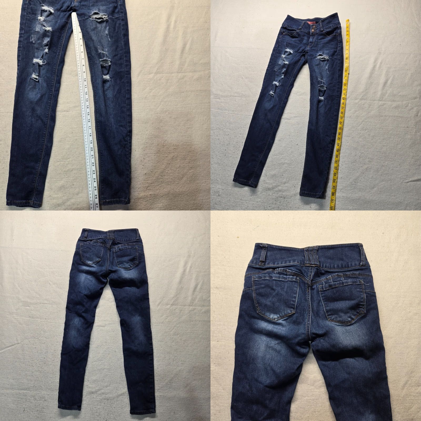 Vintage Wax Jeans Butt I Love You Blue Ultra High Waist Adult Women's 5 Jeans Skinny Love 90s Womens Size 27" / US 4 / IT 40 - 8 Thumbnail