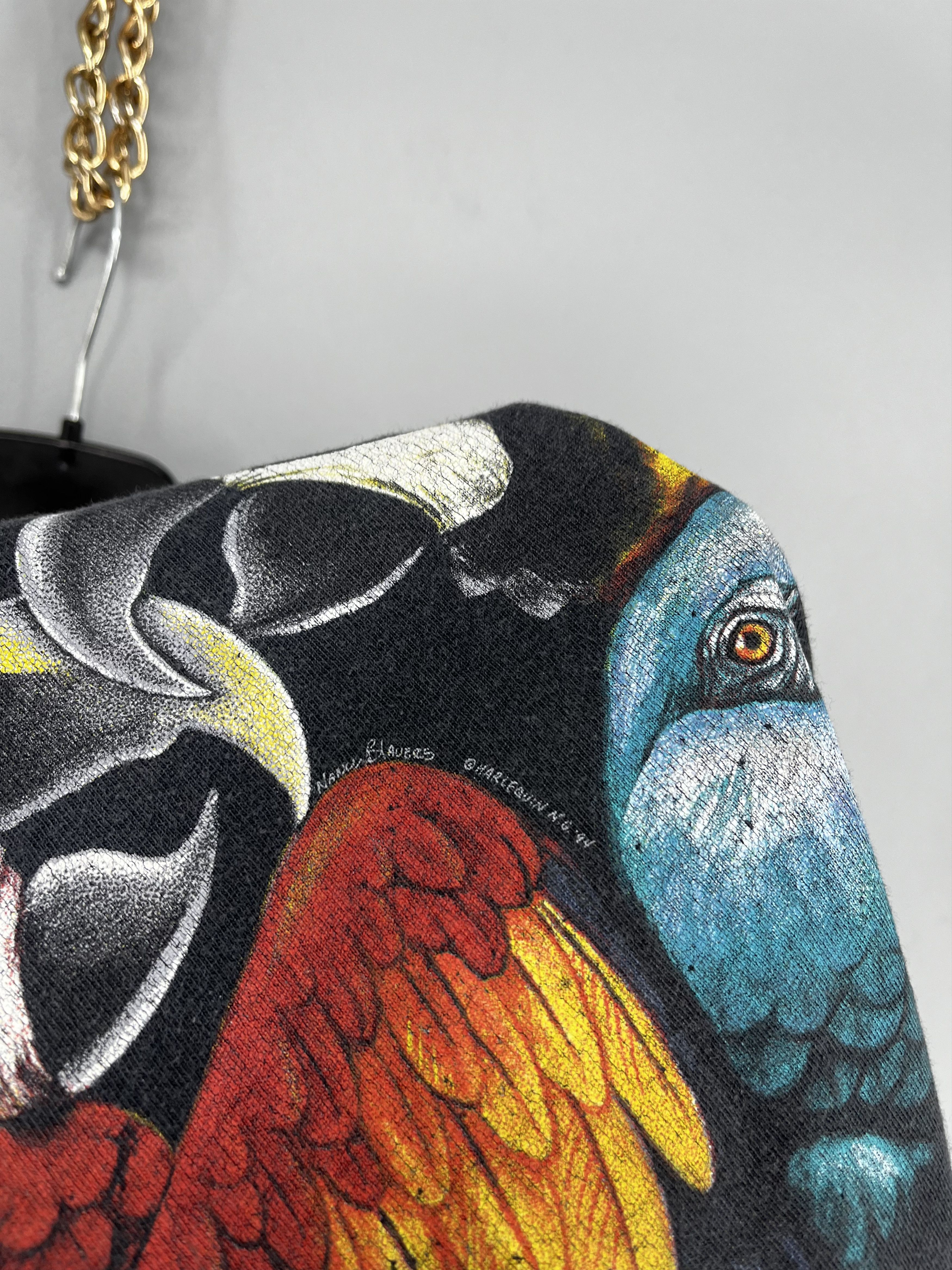 Vintage Harlequin Parrots Bird 1994 Black All-Over vintage Rare Size US M / EU 48-50 / 2 - 9 Thumbnail