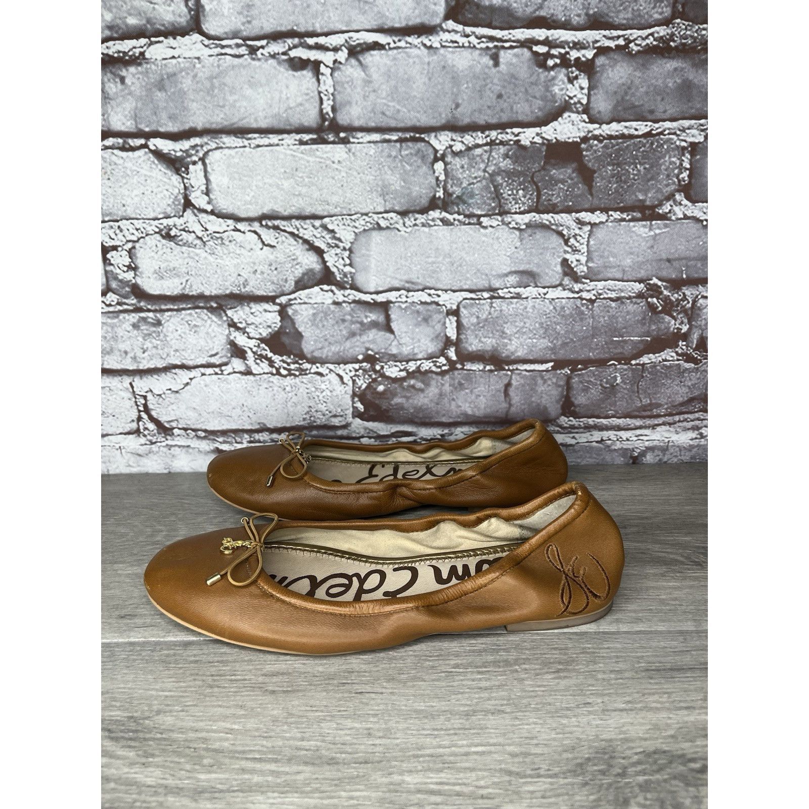 Sam Edelman Sam Edelman Felicia Brown Leather Bow Classic Ballet Flats W Size US 7.5 / IT 37.5 - 14 Thumbnail