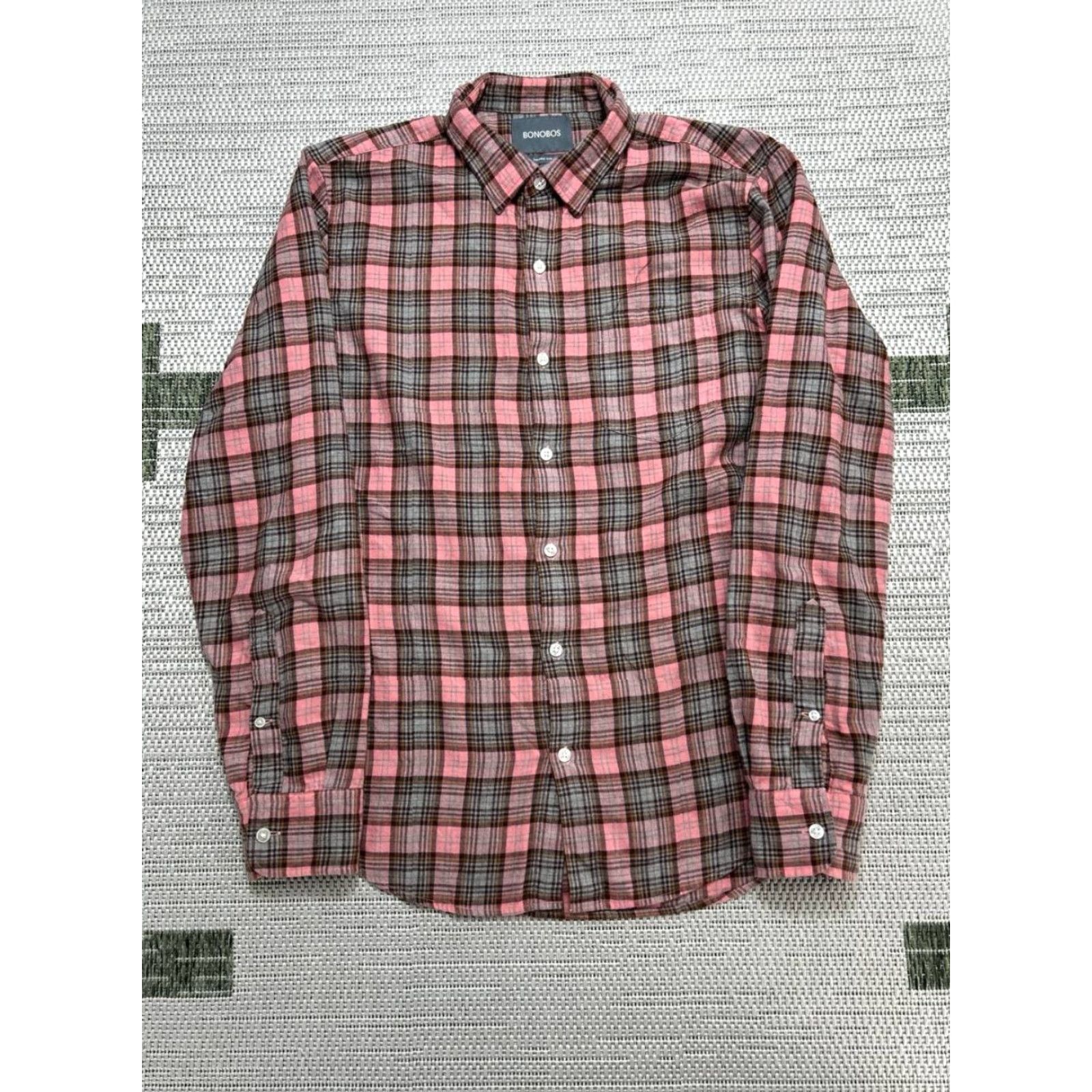 Bonobos Bonobos Slim Fit Flannel Shirt Mens M Multicolor Plaid Button Up Knit Cotton Tailored Long Sleeve Casual Shirt Mens Maximize Search Size US M / EU 48-50 / 2 - 2 Thumbnail