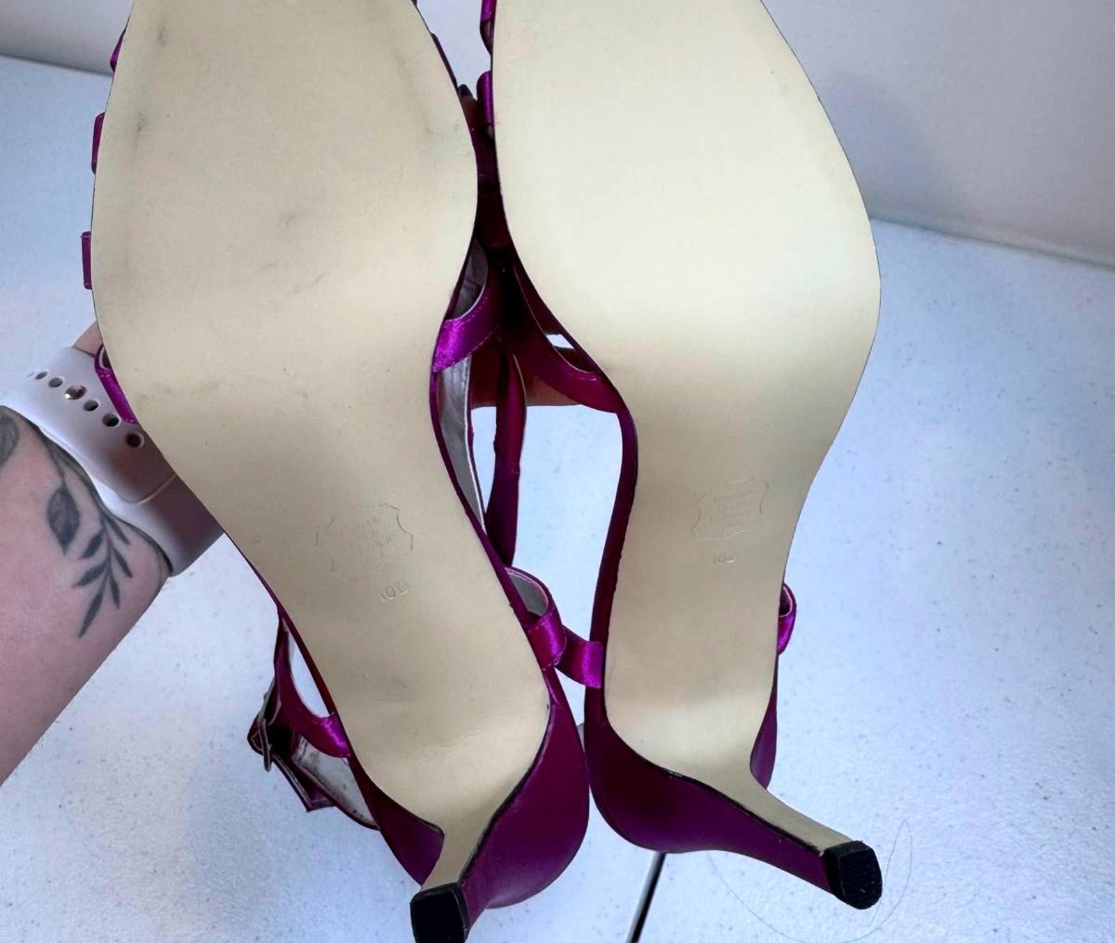 Designer Caparros Purple Satin Heels with Gems Size US 10 / IT 40 - 5 Thumbnail