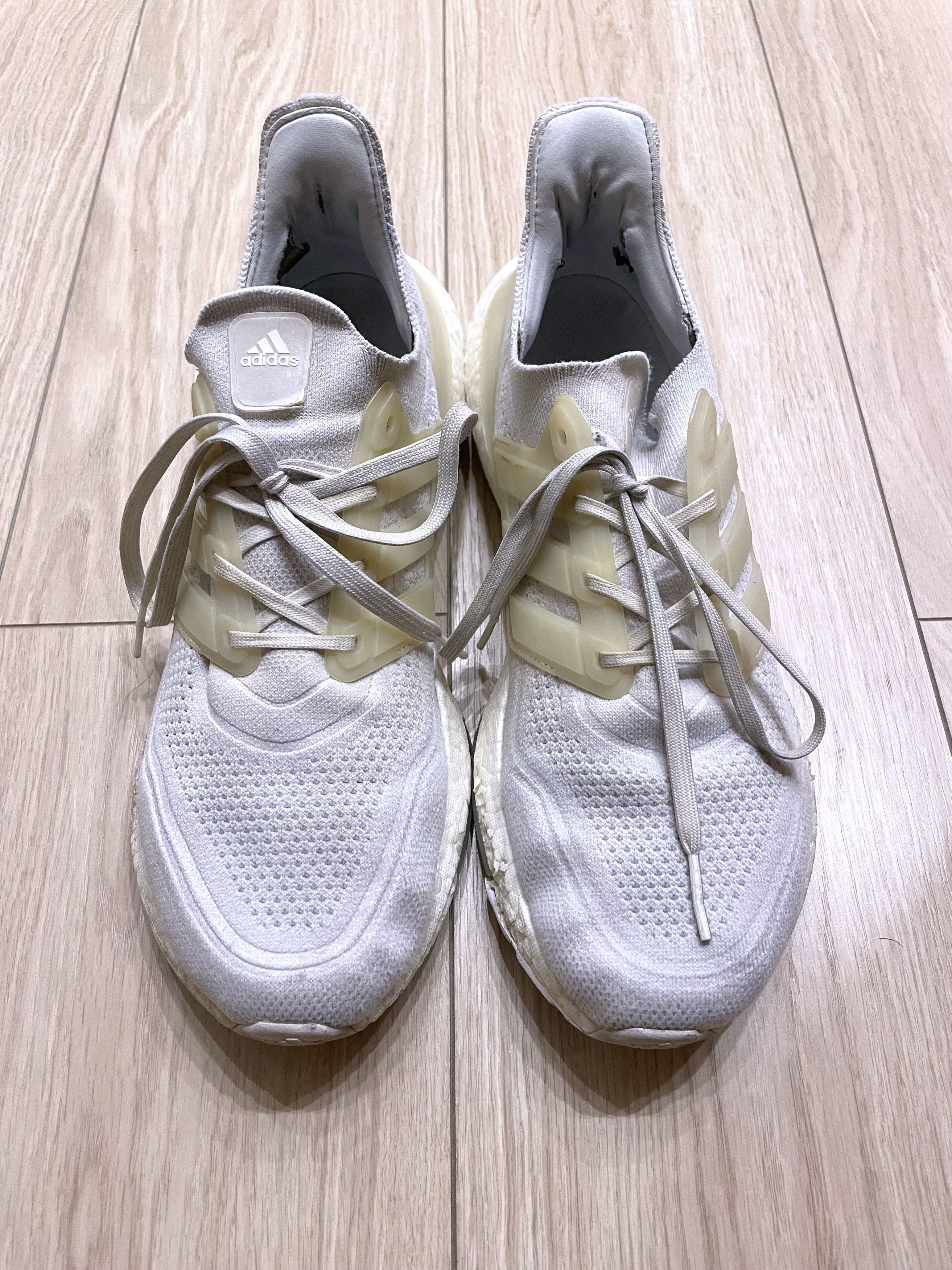 Adidas TRIPLE WHITE ULTRABOOST 21 RUNNING SNEAKERS Size US 11.5 / EU 44-45 - 2 Thumbnail