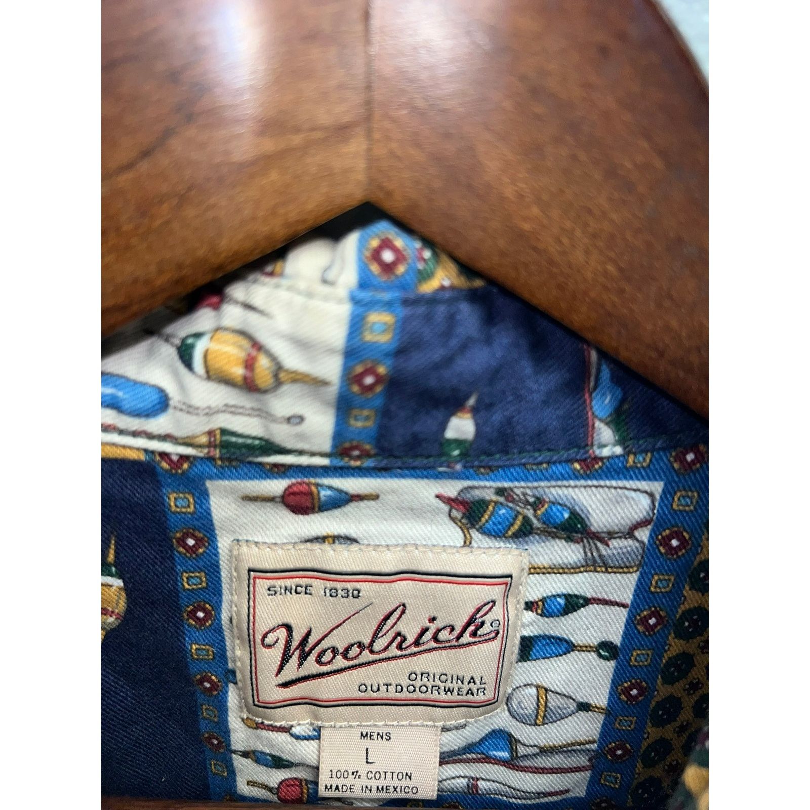 Woolrich Woolen Mills Vintage Woolrich Button Up Shirt Fish Fishing Hooks Graphic Size US L / EU 52-54 / 3 - 6 Thumbnail