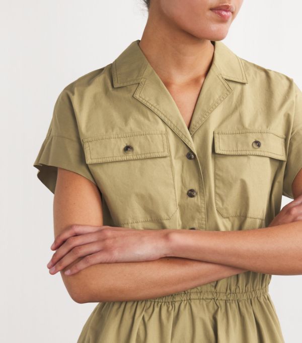 Tory Burch o1s22i1n1024 Mini Poplin Chemisier Dress in Khaki Size XS / US 0-2 / IT 36-38 - 4 Thumbnail