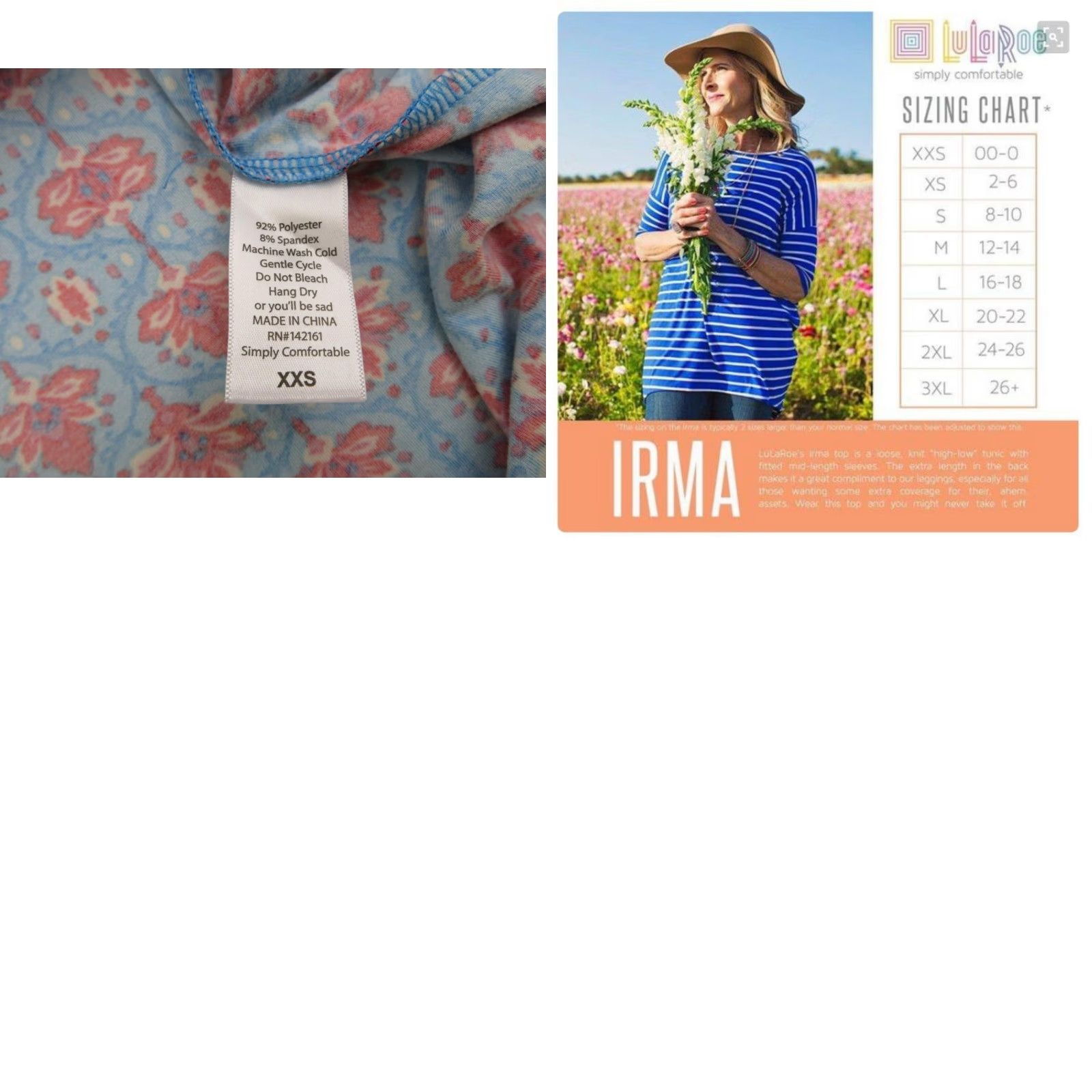 Vintage LuLaRoe Irma T Shirt Blue Red Floral Tunic XXS High Low Shirt Womens Floral Tee EUC Size XXS / US 00 / IT 34 - 8 Thumbnail