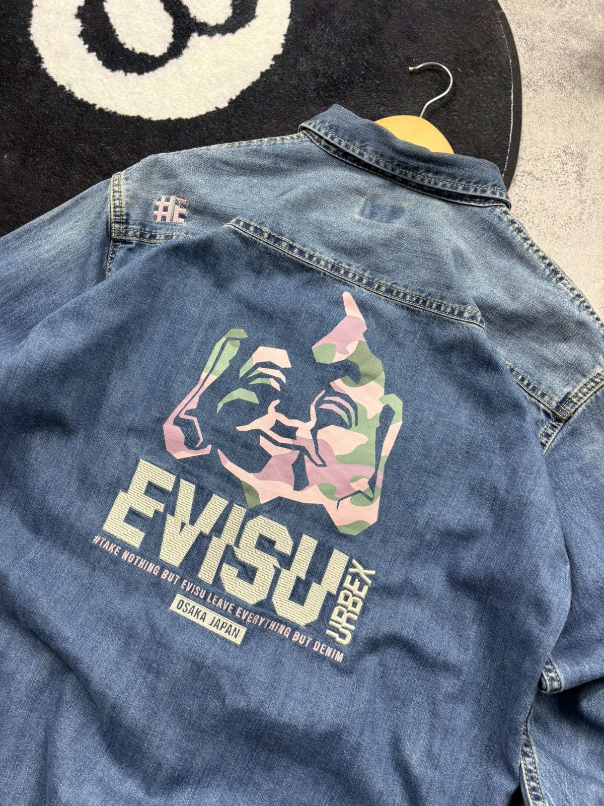 Evisu EVISU Vintage Big Logo Osaka Japan Streetwear Denim Shirt Size US S / EU 44-46 / 1 - 4 Thumbnail