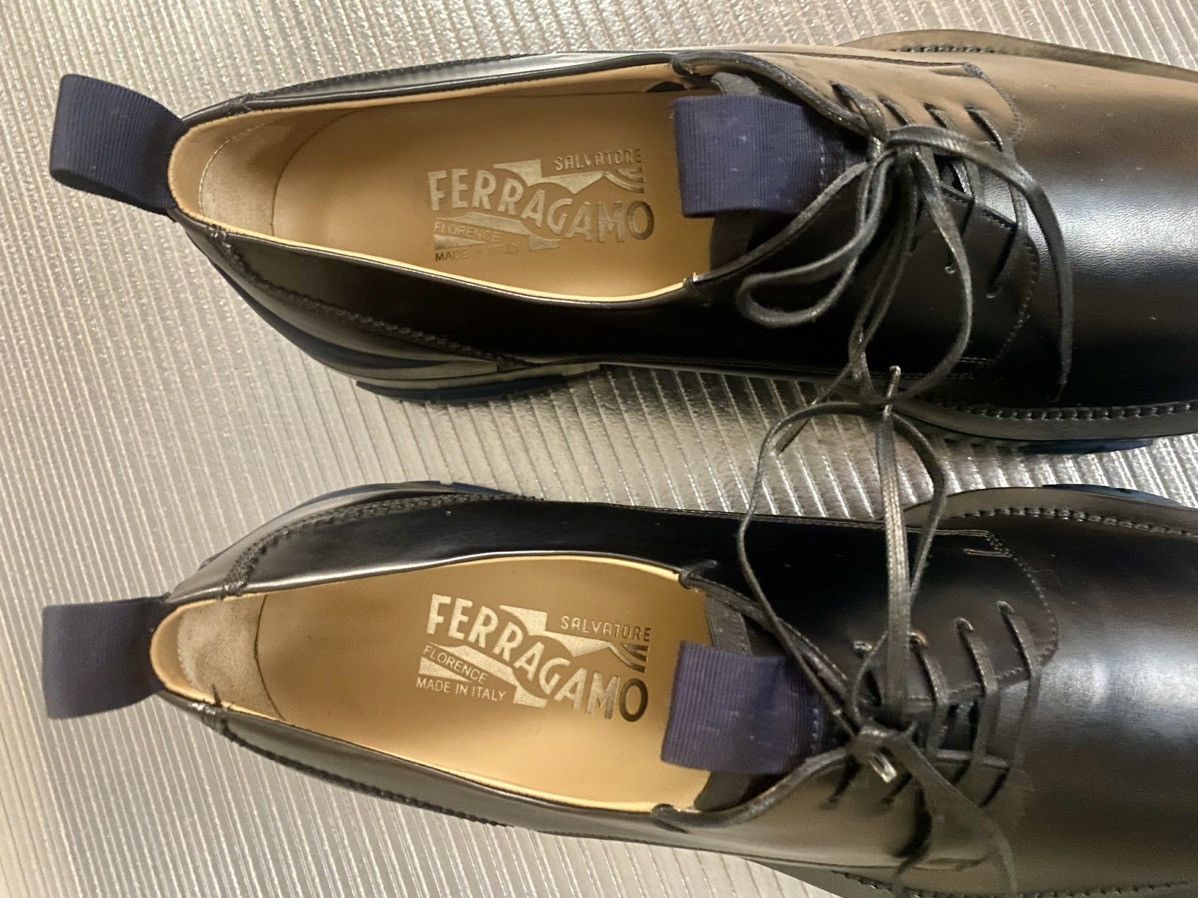 Salvatore Ferragamo Ferragamo Nero calf/blue Marin Fulgor derby 9.5 D NEW Size US 9.5 / EU 42-43 - 2 Thumbnail