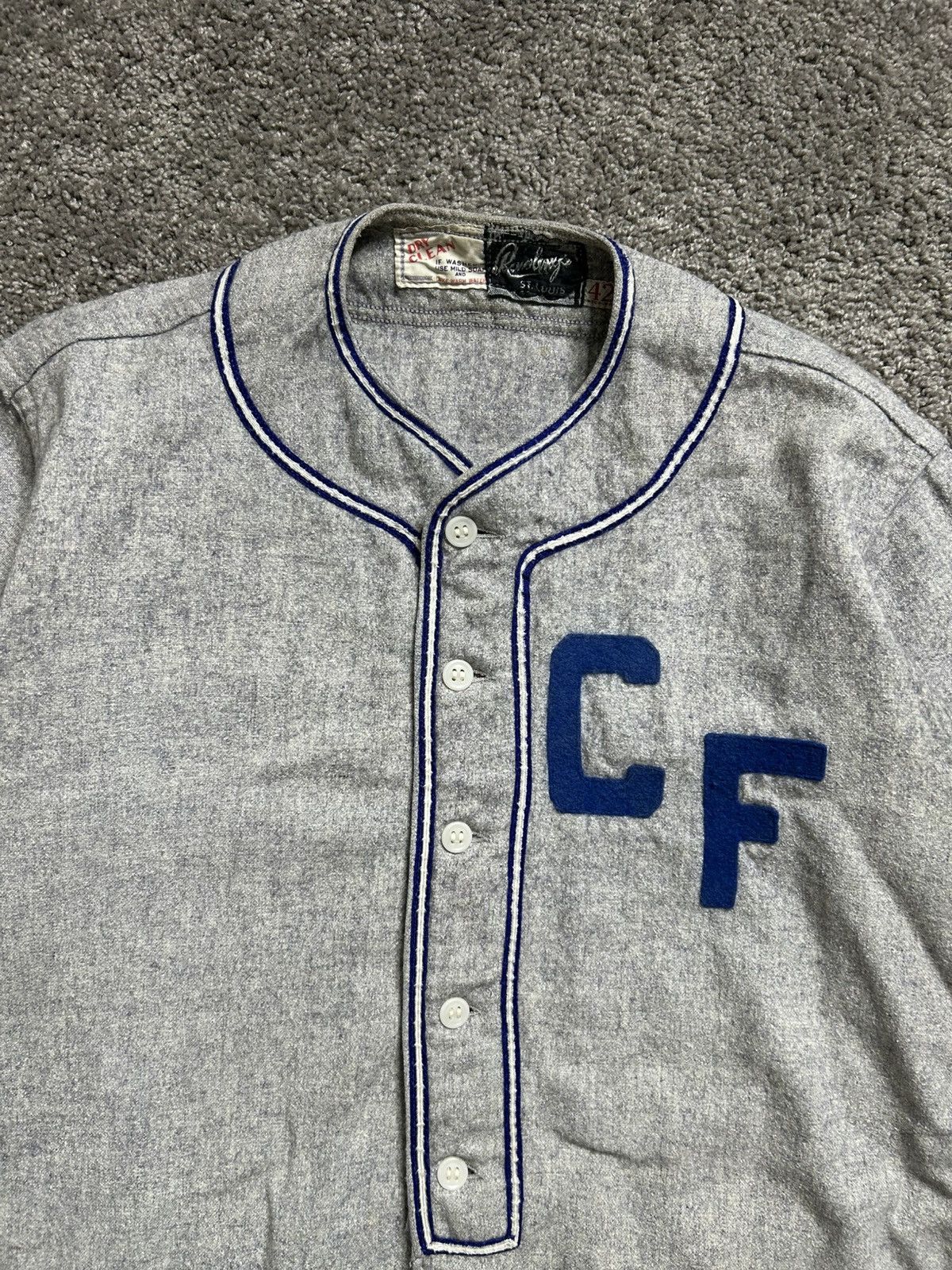 Vintage Vintage 50s Rawlings Meat Market Wool Baseball Jersey Size US L / EU 52-54 / 3 - 2 Thumbnail