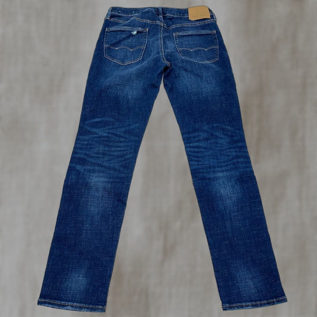 American Eagle Outfitters American Eagle Jeans Men 30x34 Athletic Skinny Dark Wash Whiskered Denim Cotton 5-Pocket Zipper Button Logo Flattering Fit Mens Size US 30 / EU 46 - 1 Thumbnail