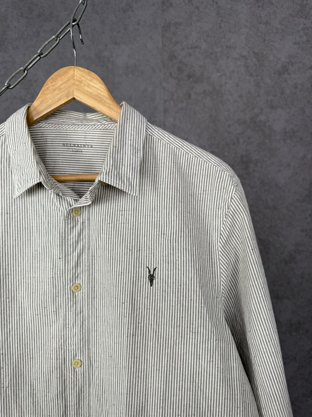 Allsaints Allsaints designer logo striped shirt Size US L / EU 52-54 / 3 - 2 Thumbnail