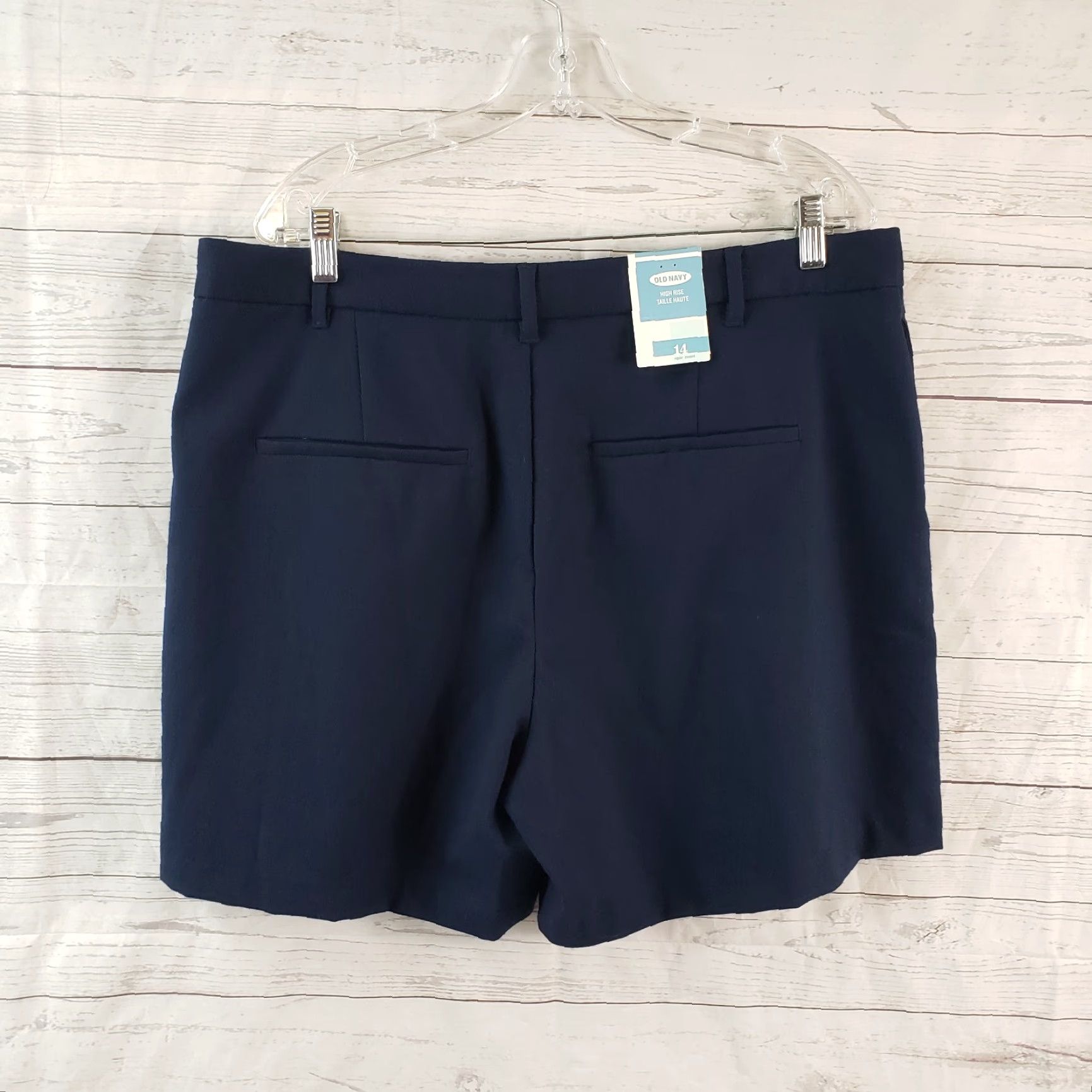 Old Navy Old Navy Womens Tailored Shorts Sz 14 Blue High Rise Pleated Front Size 36" / US 14 / IT 50 - 2 Thumbnail