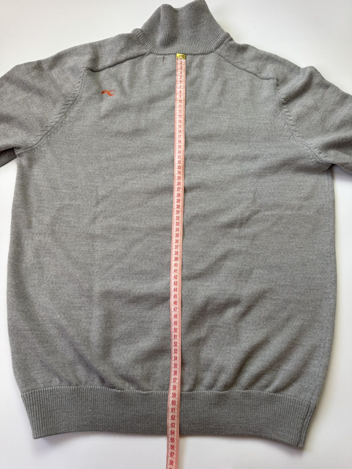 KJUS Gray Kjus 1/3 Zip Sweater Merino Wool Big Logo Old Money Size US L / EU 52-54 / 3 - 17 Thumbnail