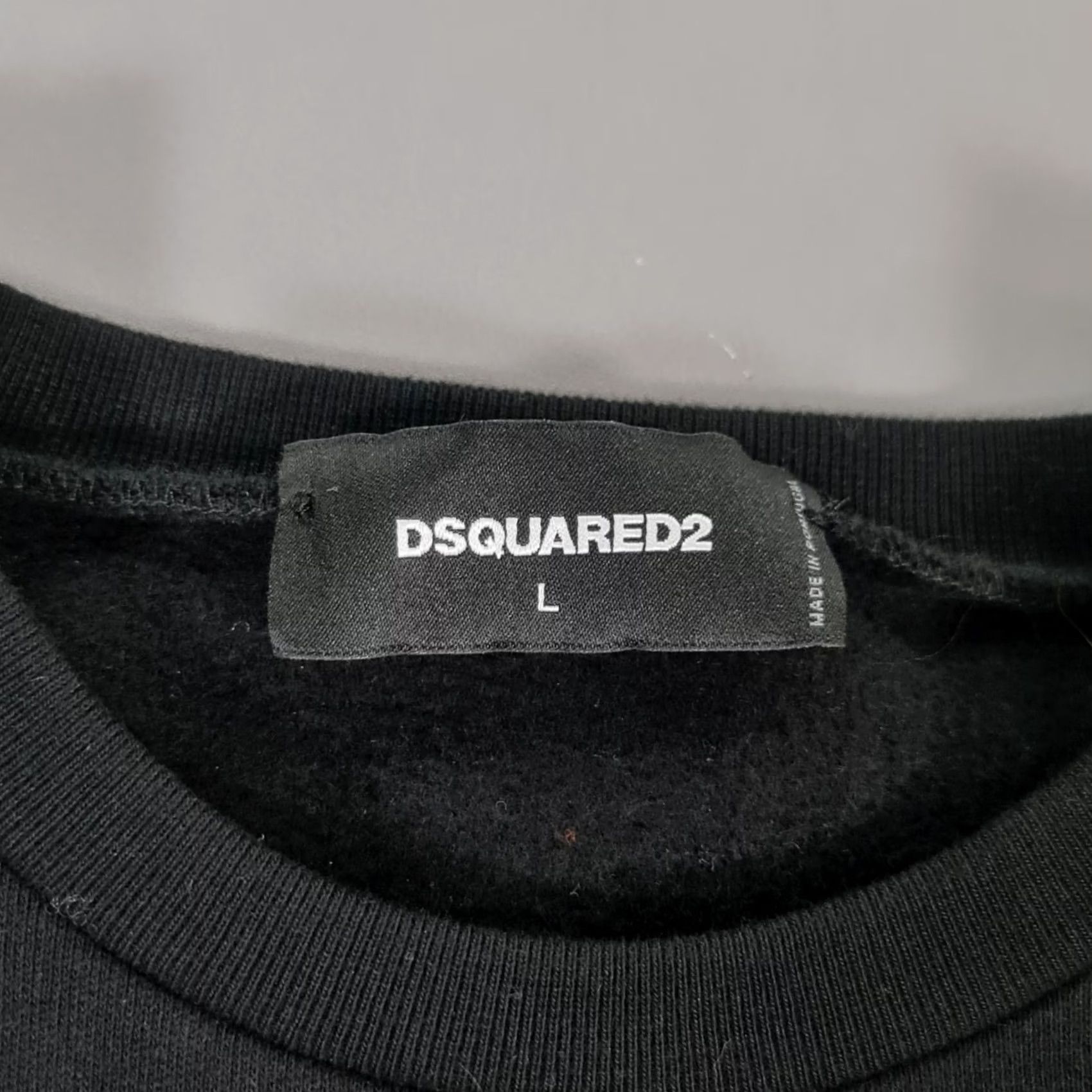 Dsquared2 Dsquared2 Mens Sweatshirt Black Large Tape Logo Crew Pullover Fleece Sweater Size US L / EU 52-54 / 3 - 4 Thumbnail
