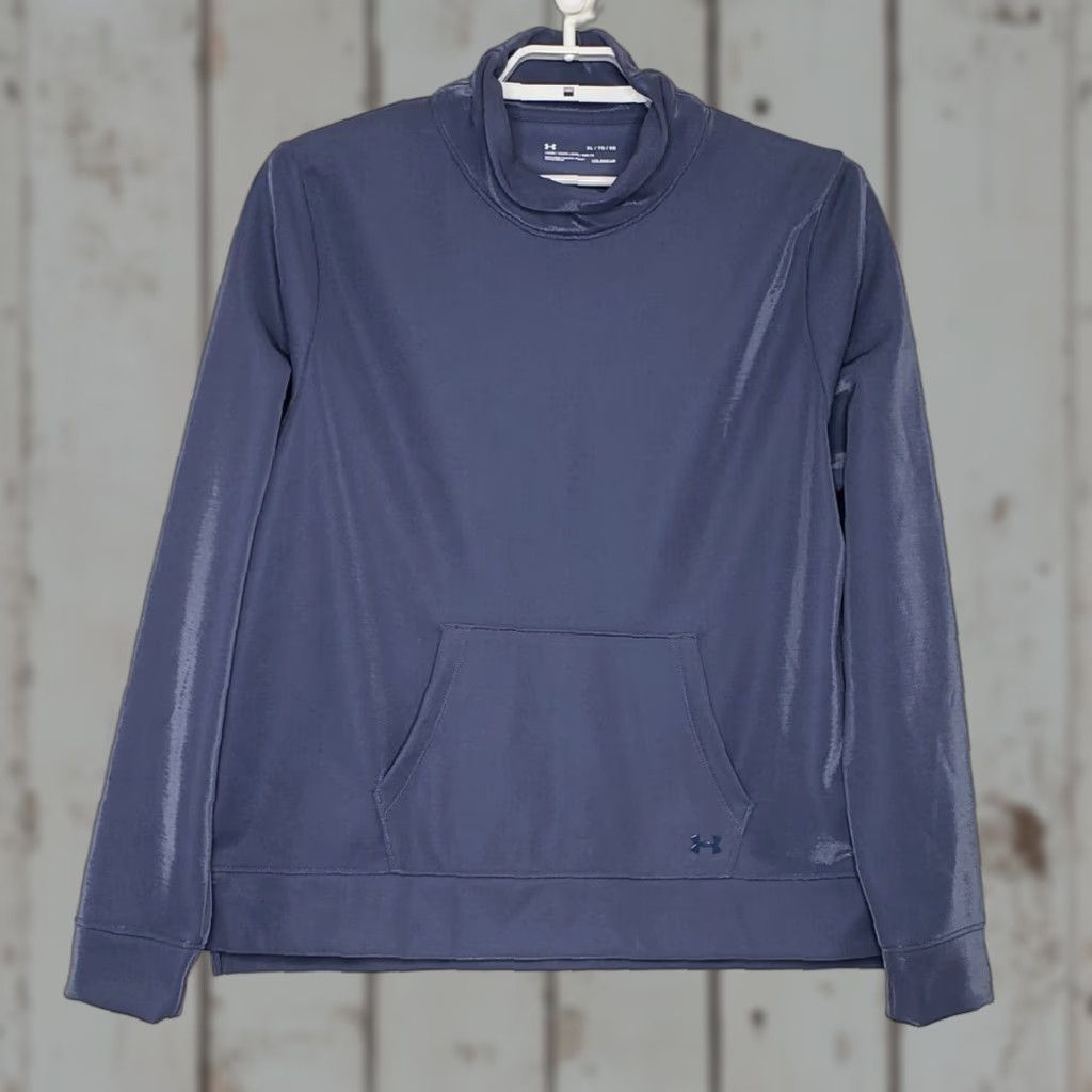Under Armour Under Armour Womens Sweatshirt XL Long Sleeve Metallic Blue Mock Neck Loose Fit COLDGEAR Pullover Size XL / US 12-14 / IT 48-50 - 1 Thumbnail