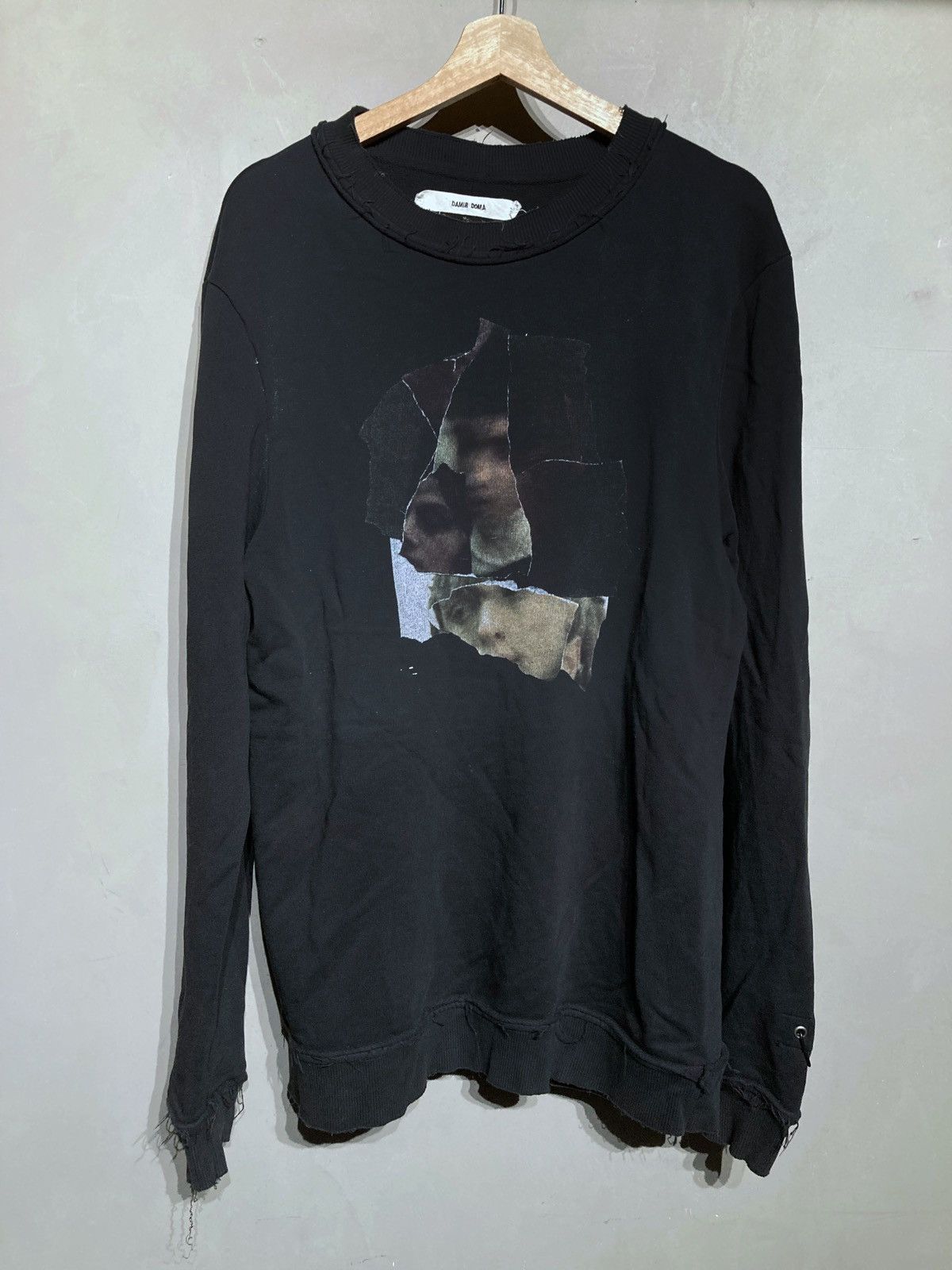 image of Damir Doma $602 Oversized M Medium Long Sleeve Sweatshirt Graphic Print in Black, Men's (Size XL)