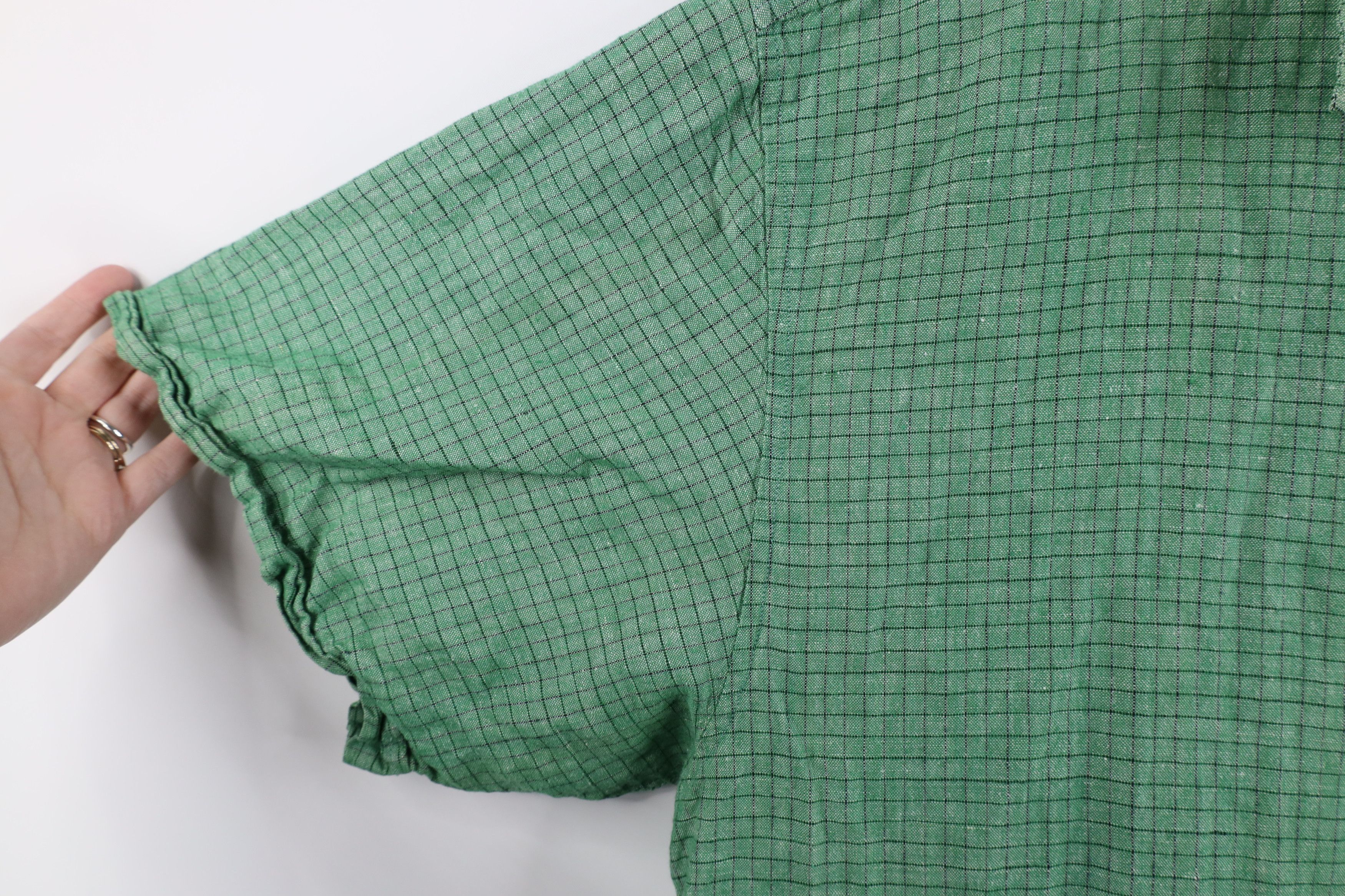 Guess × Vintage Vinage 90s Guess Linen Short Sleeve Button Shirt Green Plaid Size US XXL / EU 58 / 5 - 6 Thumbnail