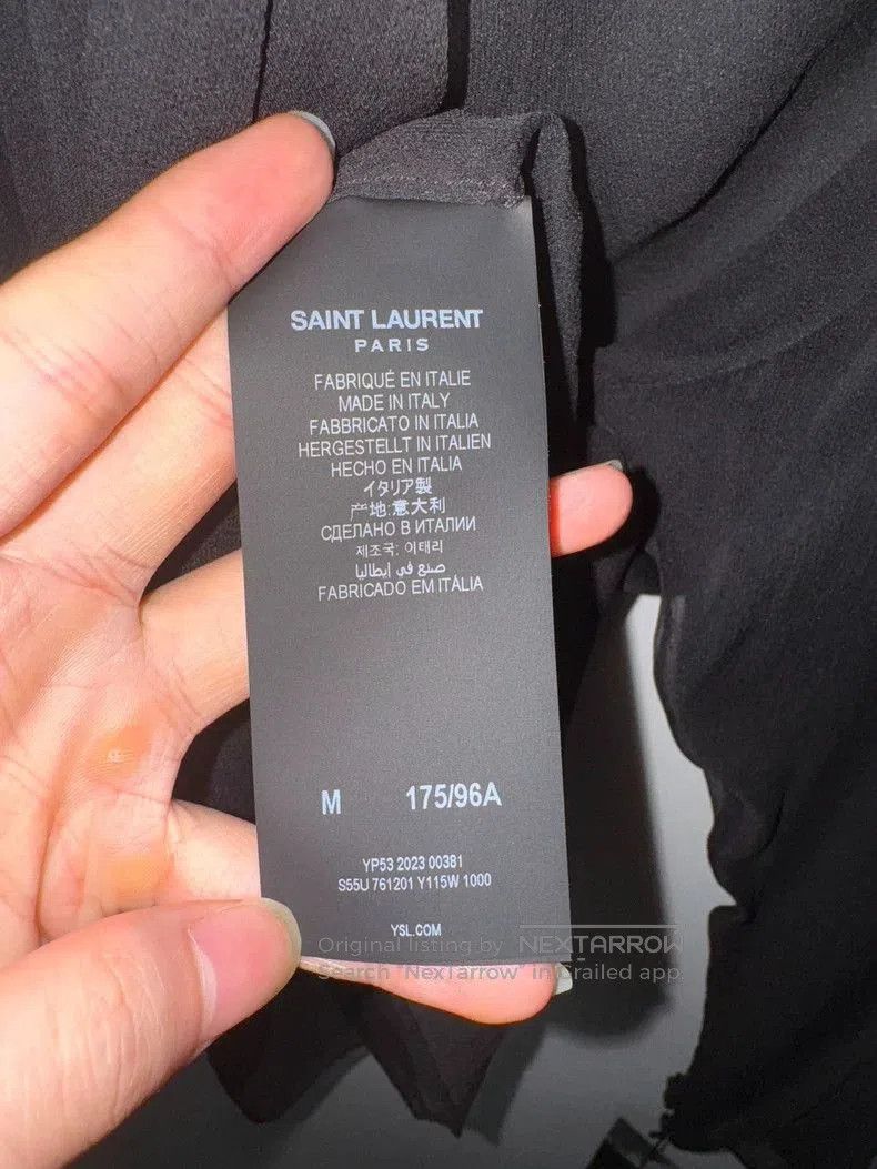 Saint Laurent Paris Saint Laurent Black Silk Bow Shirt. Size US M / EU 48-50 / 2 - 8 Thumbnail