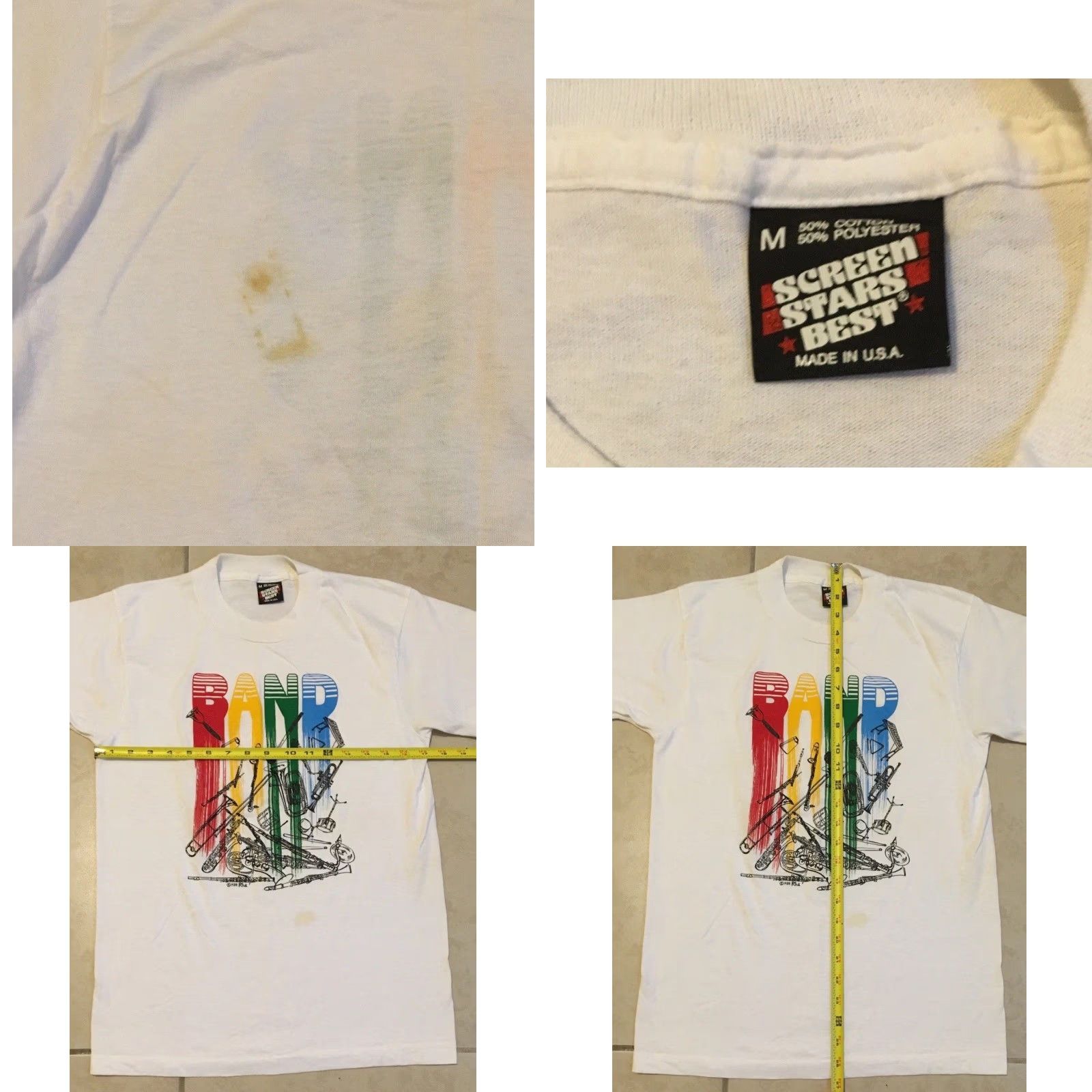 Vintage Vtg 80s Instrument Faded Shirt S Band Trumpet Drum Jazz Music Rock Grunge 90s Size US S / EU 44-46 / 1 - 8 Thumbnail