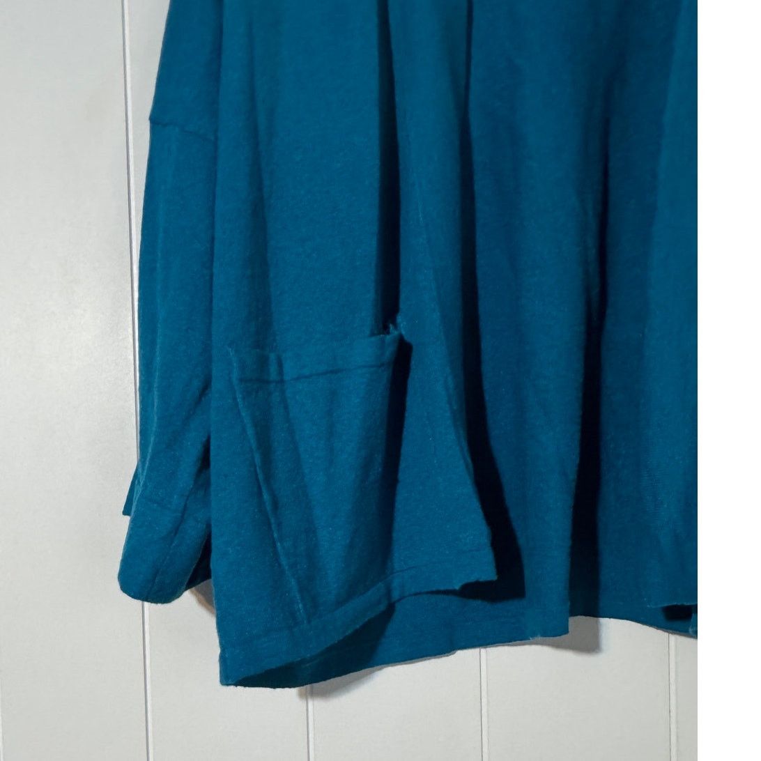Eileen Fisher Eileen Fisher Linen Blend Open Front Cardigan Teal Small Size S / US 4 / IT 40 - 6 Thumbnail